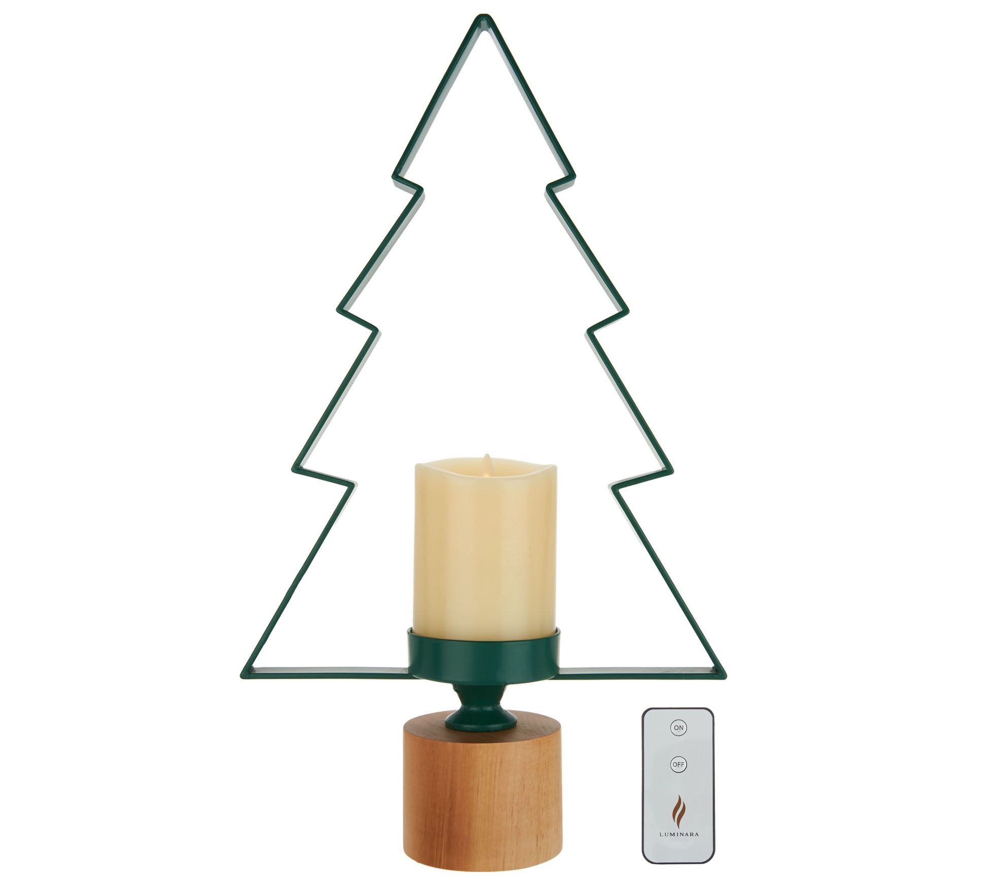Luminara Metal Tree Candle Holder w/5" Pillar & Remote GREEN eBay