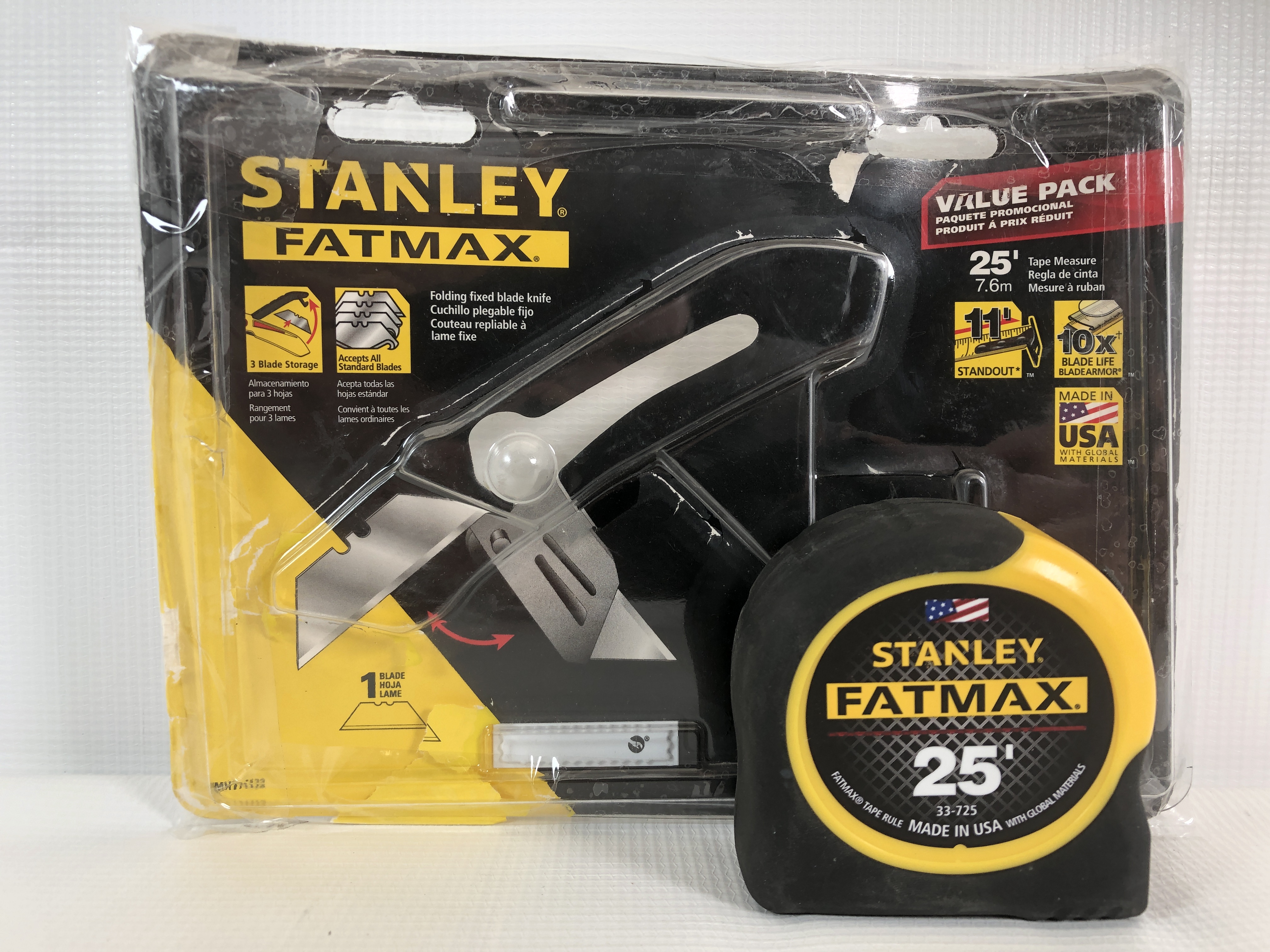 Stanley FatMax 25" Tape Measure Utility Knife Value Pack 76174711738 eBay