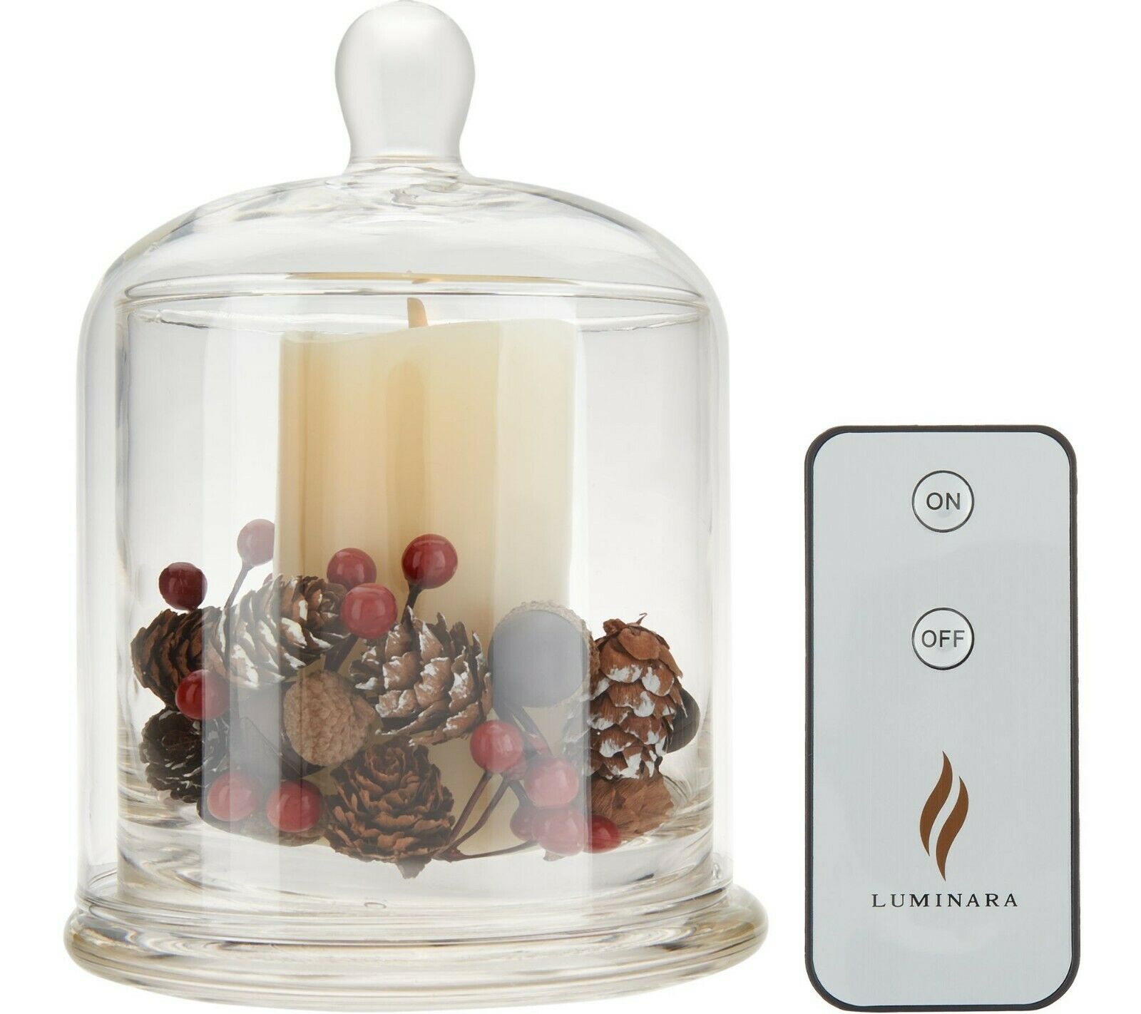 Luminara 6" Glass Cloche Flameless 4" Candle With Remote *holiday
