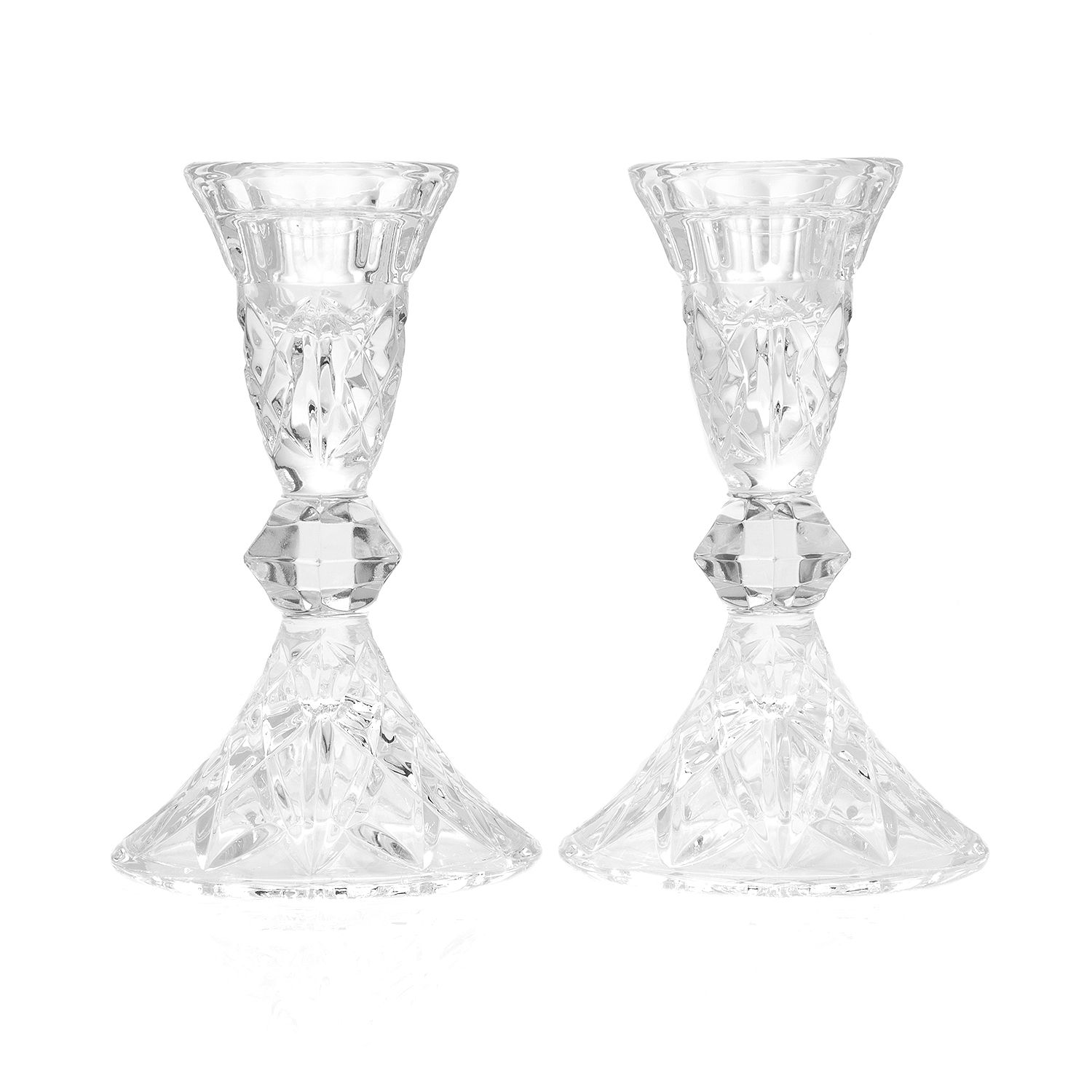 Waterford Crystal Romantic Set of 2 5" Footed Taper Candle Holders eBay