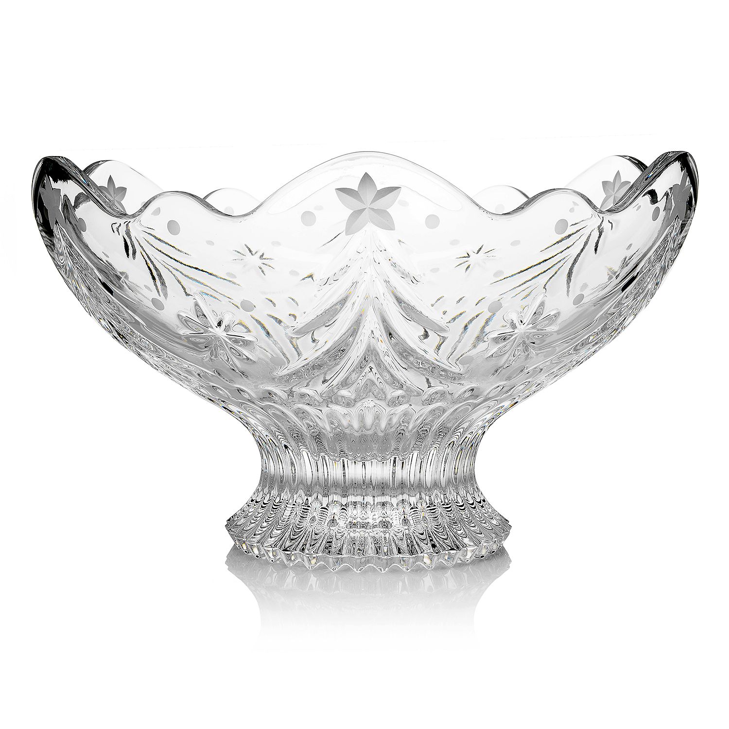 Waterford Crystal Christmas Night 10" Scalloped Edge Footed Bowl eBay