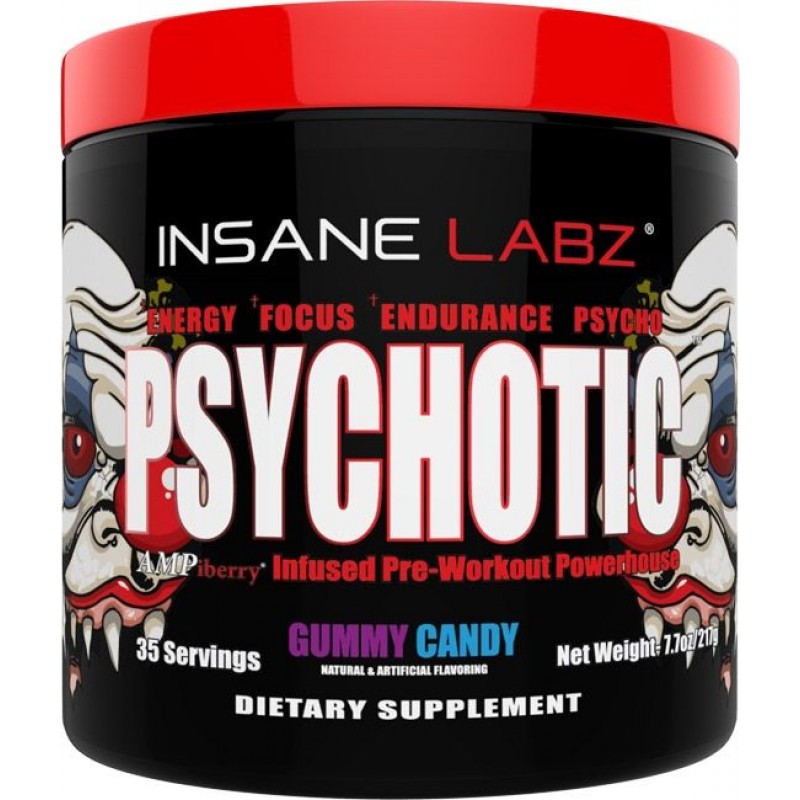 INSANE LABZ PSYCHOTIC RED 35 Serving (GUMMY CANDY) Preworkout Stimulant