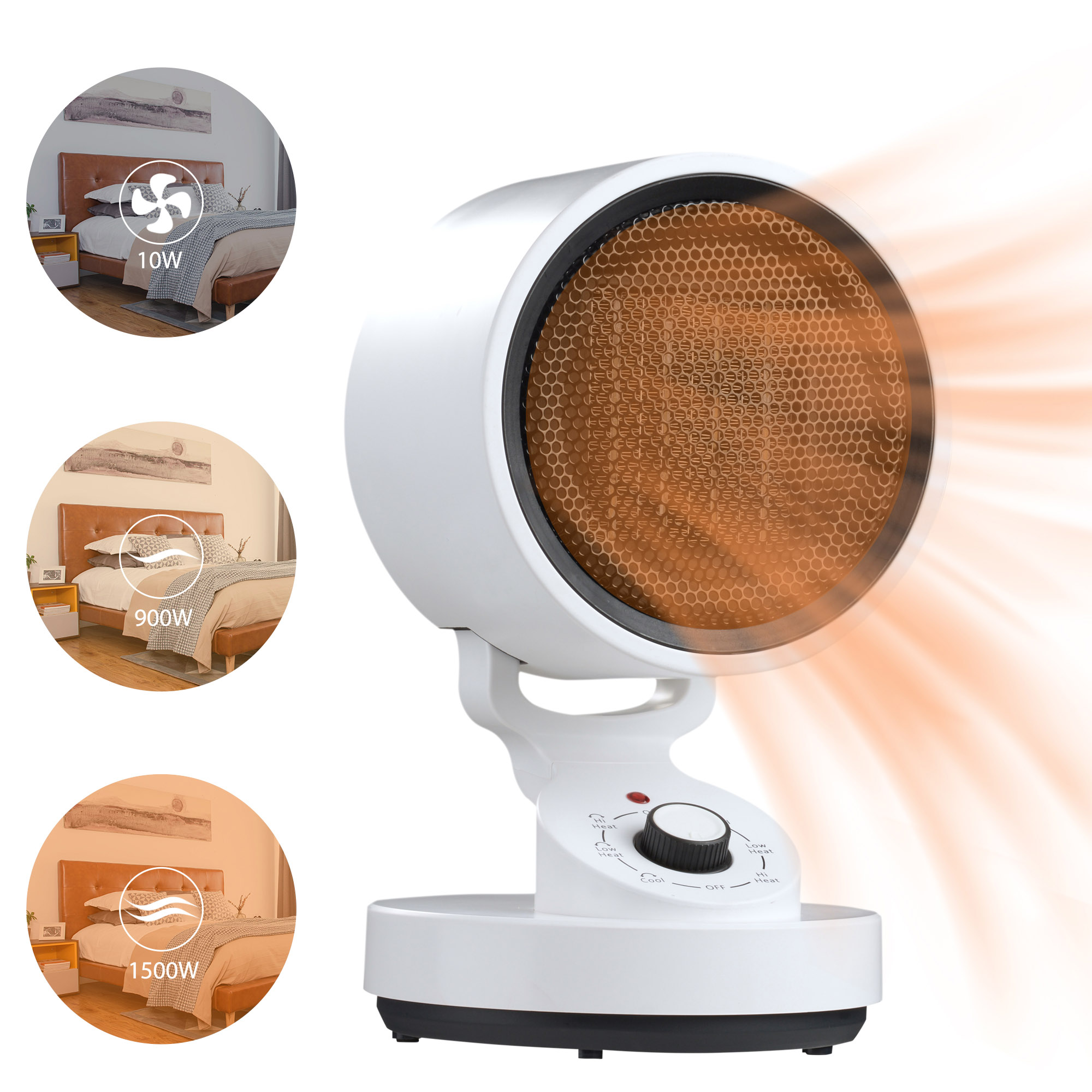 Portable Space Heater Electric Heater Fan Oscillating for Home 1000W 1500W  | eBay