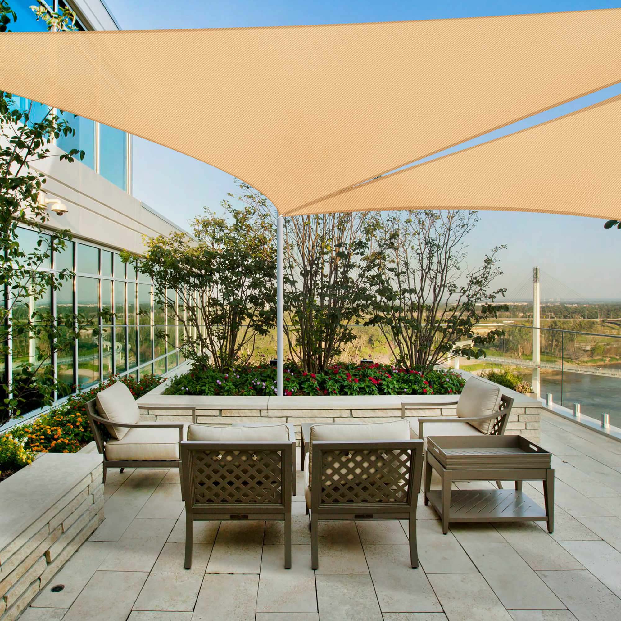 Triangle Sun Shade Sail Canopy UV Block Patio Garden Yard Pool Outdoor - Picture 61 of 89