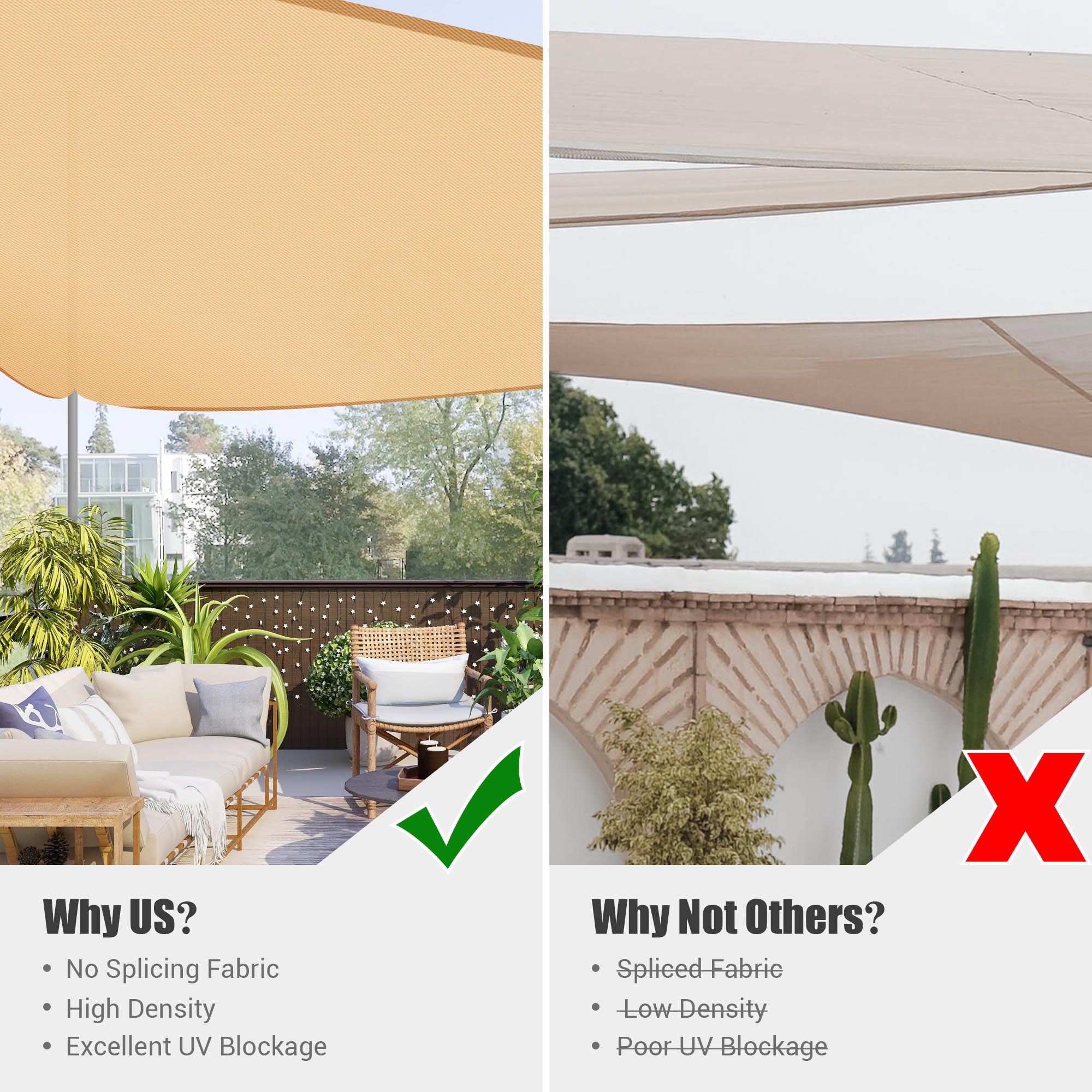 Triangle Sun Shade Sail Canopy UV Block Patio Garden Yard Pool Outdoor - Picture 64 of 89