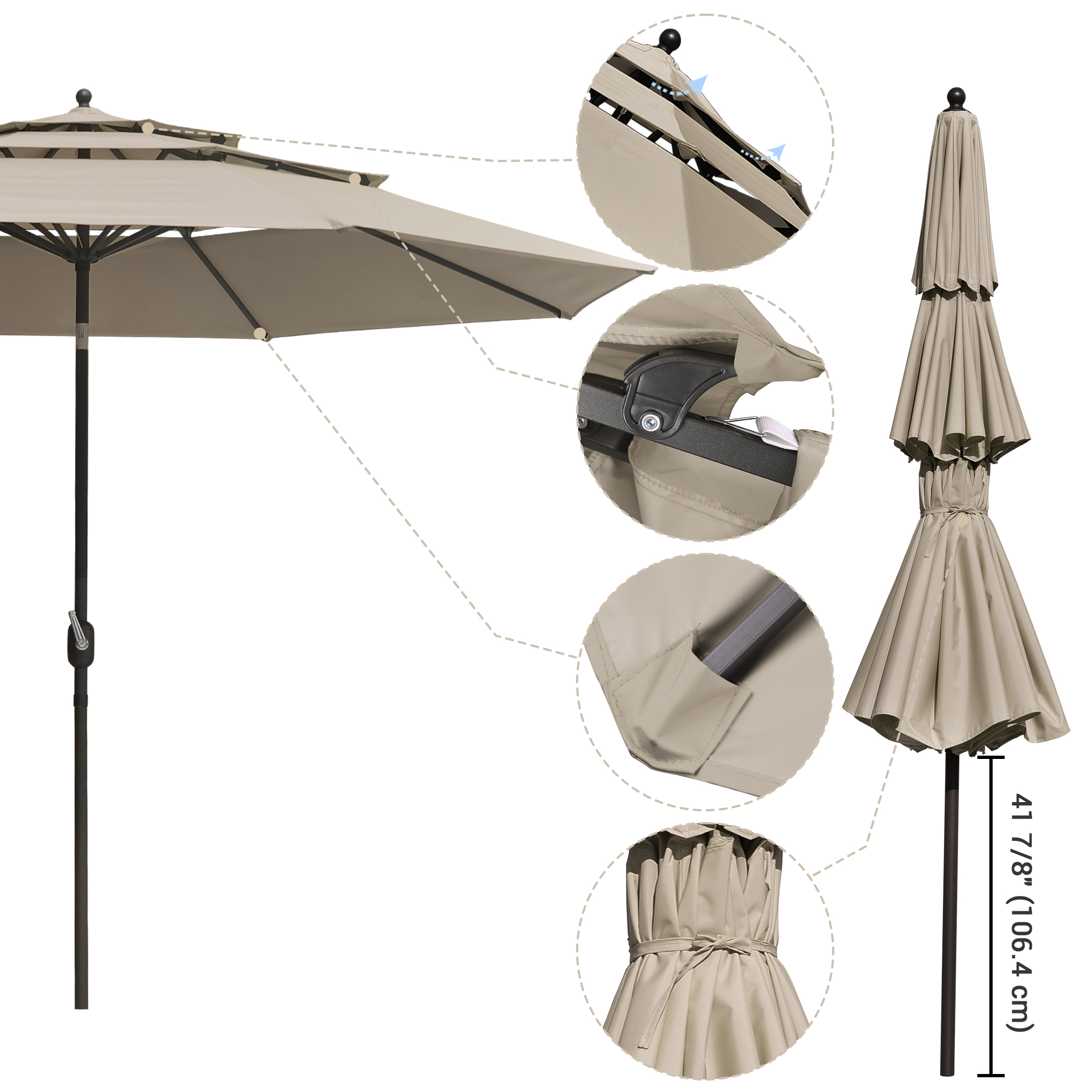 11 Ft Patio Umbrella with Protective Cover Crank Tilt Aluminum 3 Tier Color Opt - Picture 30 of 30