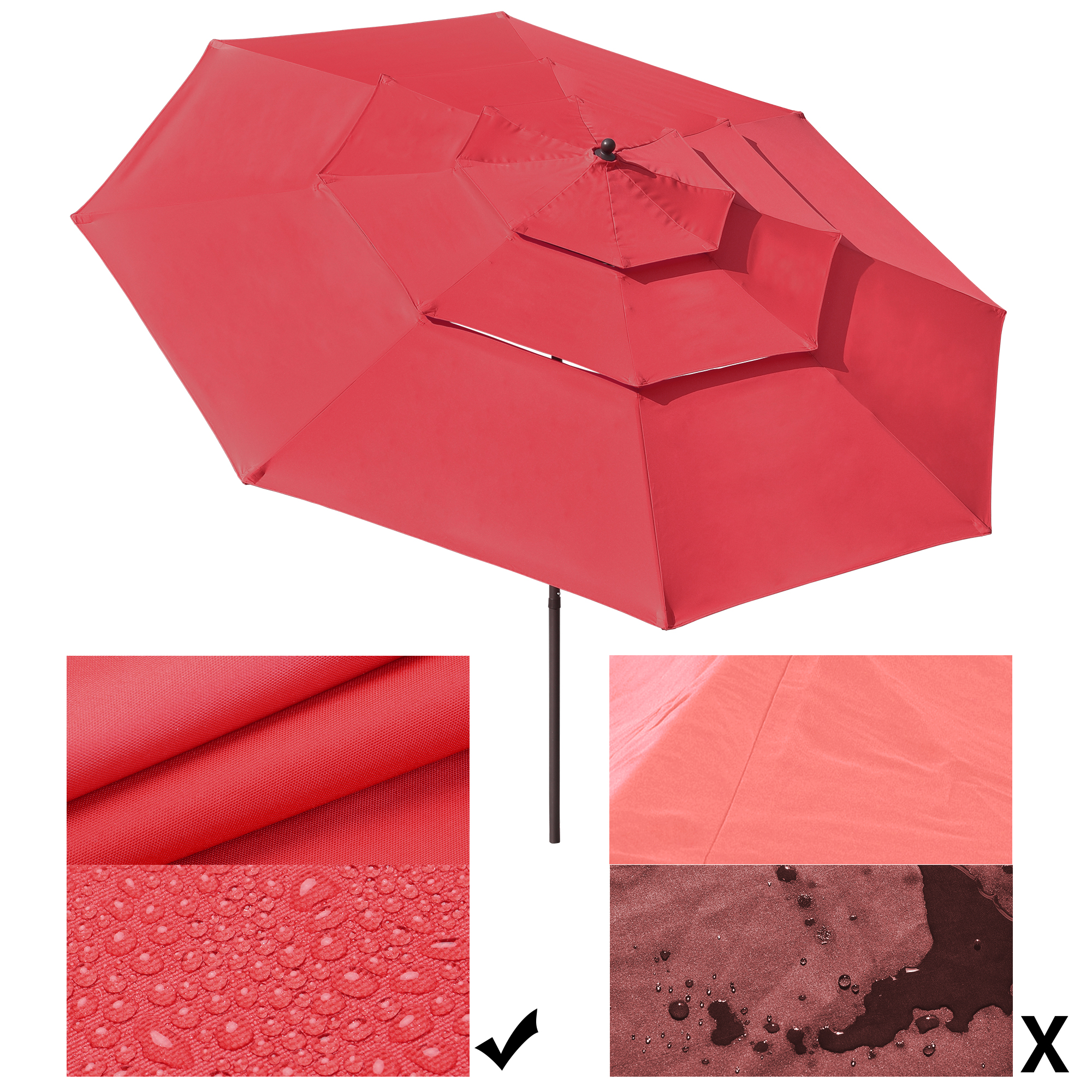 11 Ft Patio Umbrella with Protective Cover Crank Tilt Aluminum 3 Tier Color Opt - Picture 23 of 30