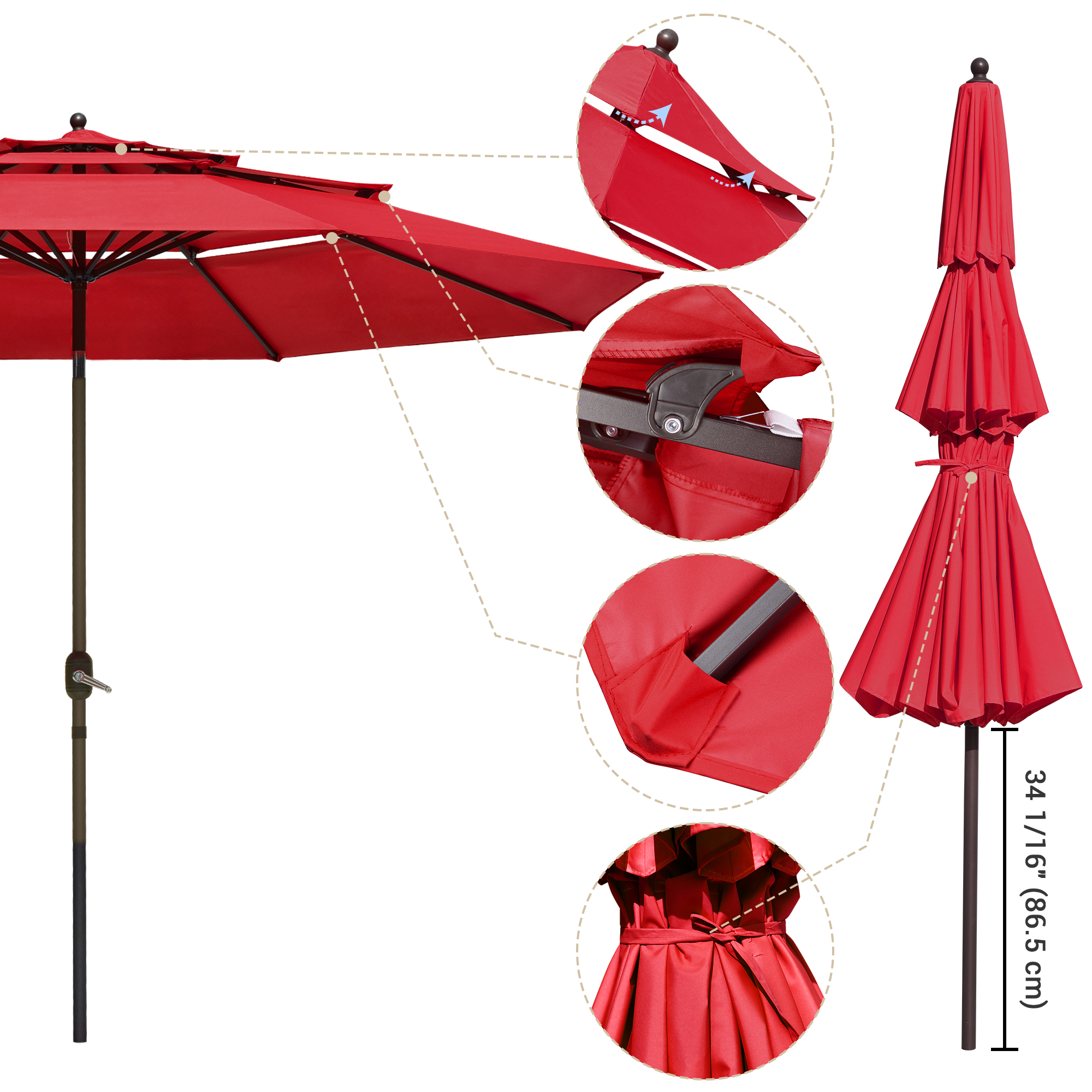 11 Ft Patio Umbrella with Protective Cover Crank Tilt Aluminum 3 Tier Color Opt - Picture 25 of 30