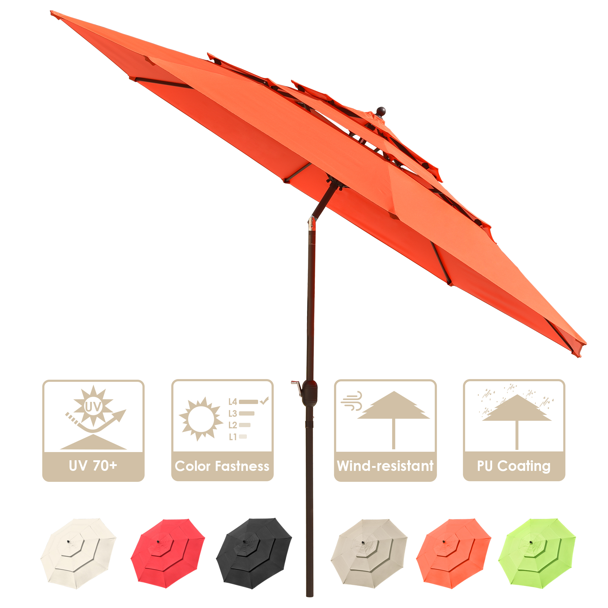 11 Ft Patio Umbrella with Protective Cover Crank Tilt Aluminum 3 Tier Color Opt - Picture 17 of 30