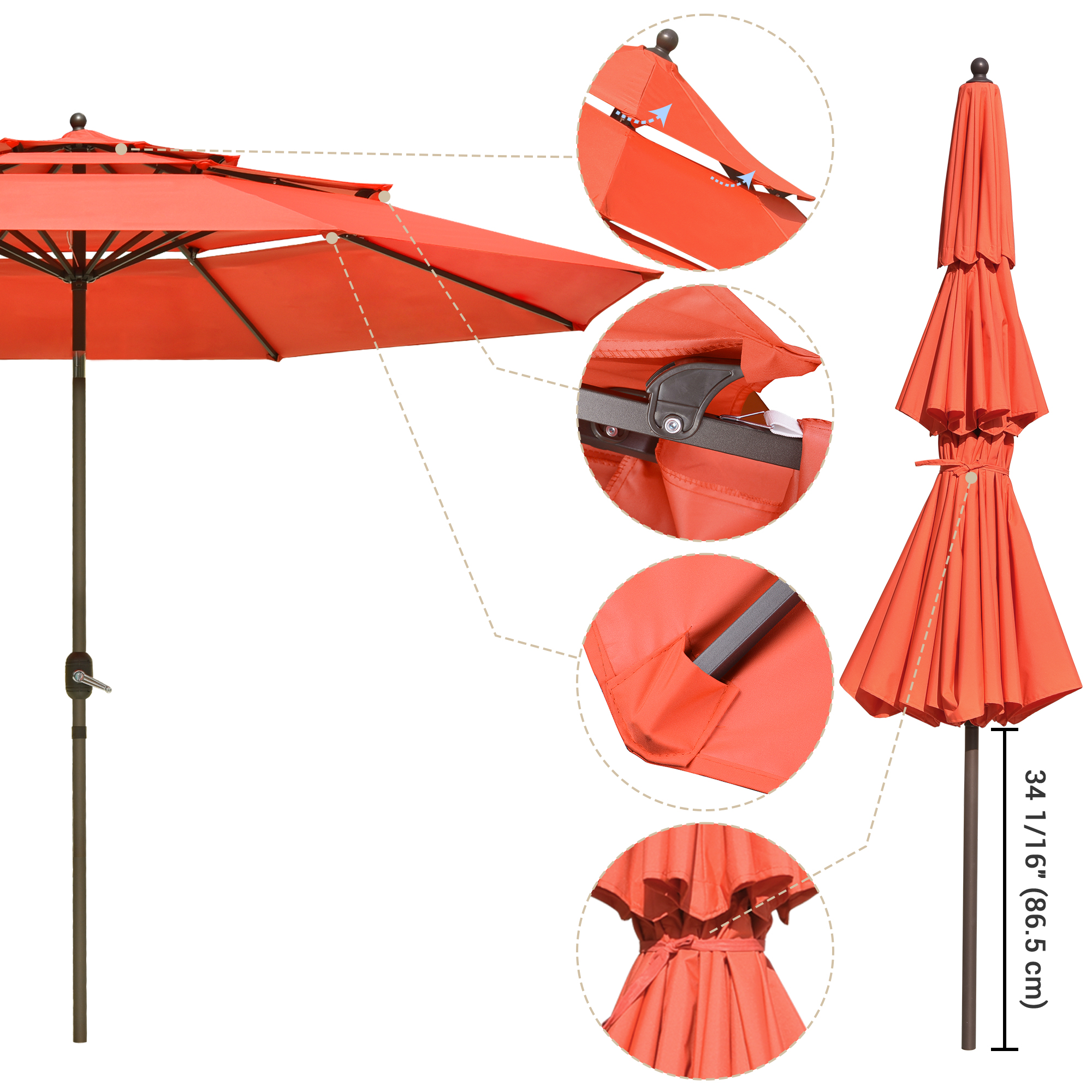 11 Ft Patio Umbrella with Protective Cover Crank Tilt Aluminum 3 Tier Color Opt - Picture 20 of 30
