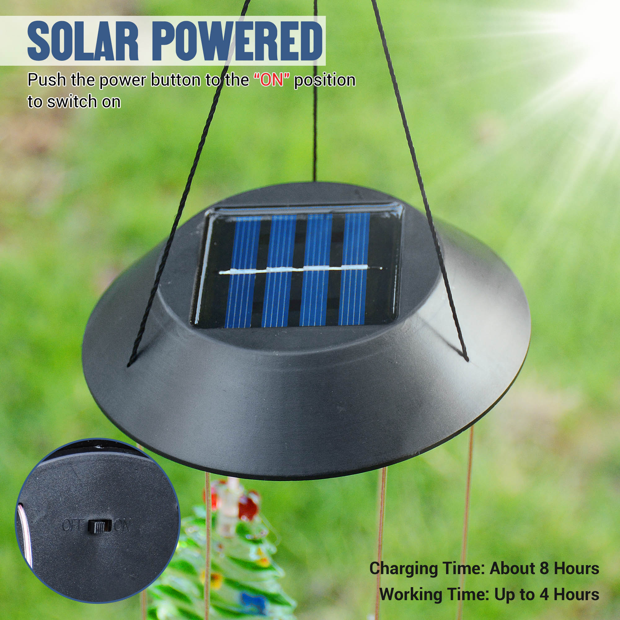 Solar Power Farbwechsel LED Windspiel Licht Hof Haus Garten Dekor Lampe USA - Bild 20 von 20