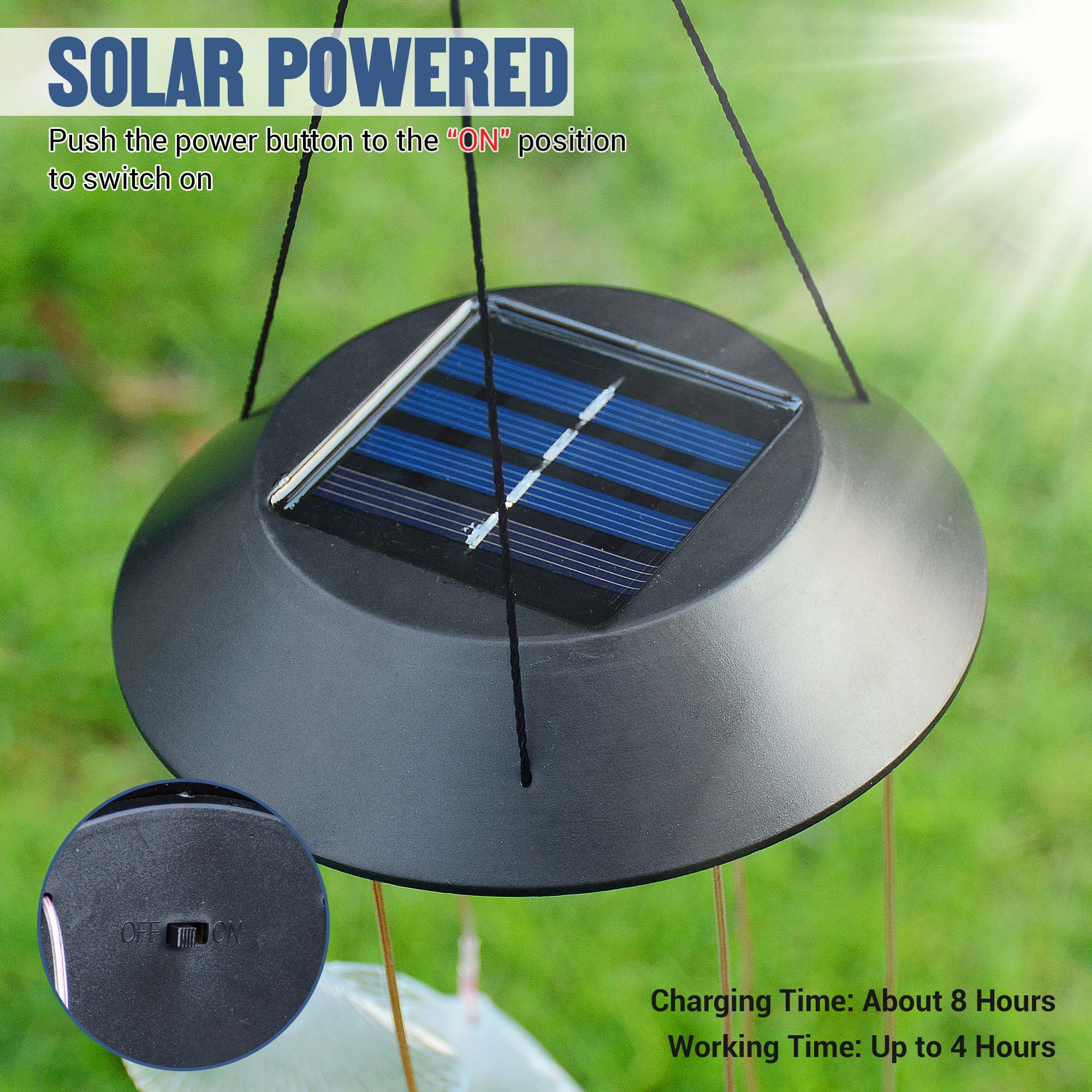 Solar Power Farbwechsel LED Windspiel Licht Hof Haus Garten Dekor Lampe USA - Bild 13 von 20