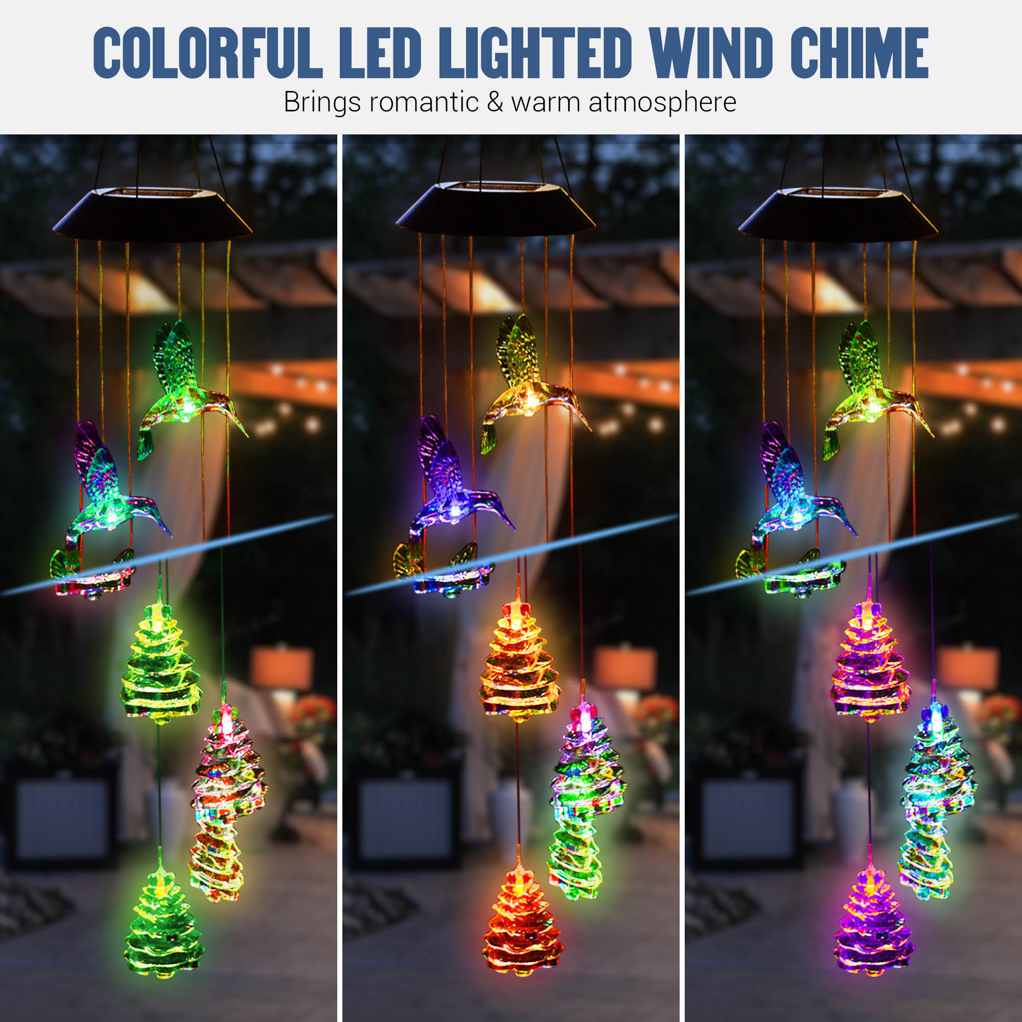 Solar Power Farbwechsel LED Windspiel Licht Hof Haus Garten Dekor Lampe USA - Bild 8 von 20