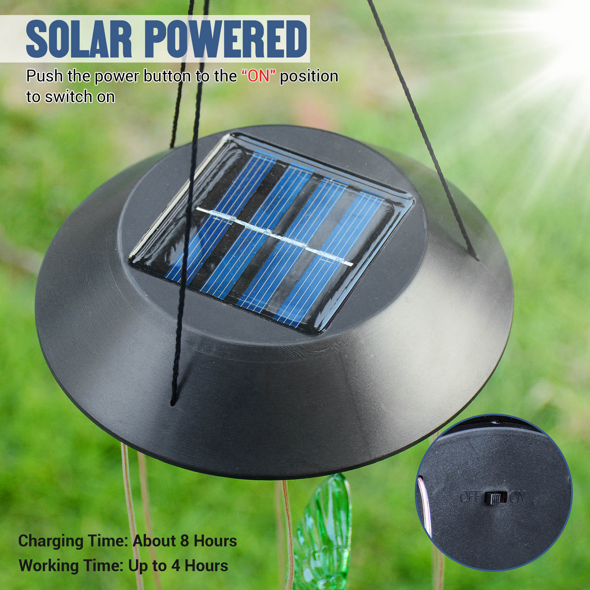 Solar Power Farbwechsel LED Windspiel Licht Hof Haus Garten Dekor Lampe USA - Bild 9 von 20