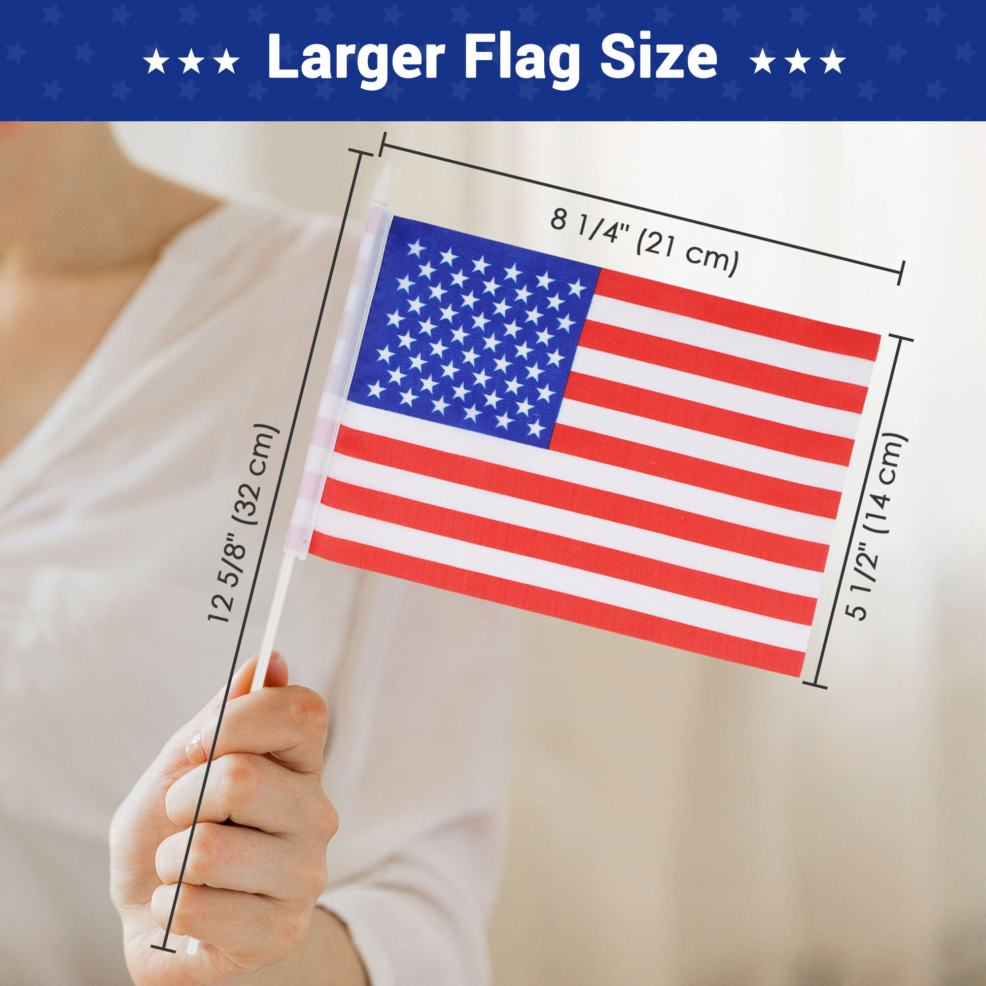 5"x8" American Stick Flag Handheld Mini US Independence Day Decoration 12/24 Pcs - Picture 5 of 11