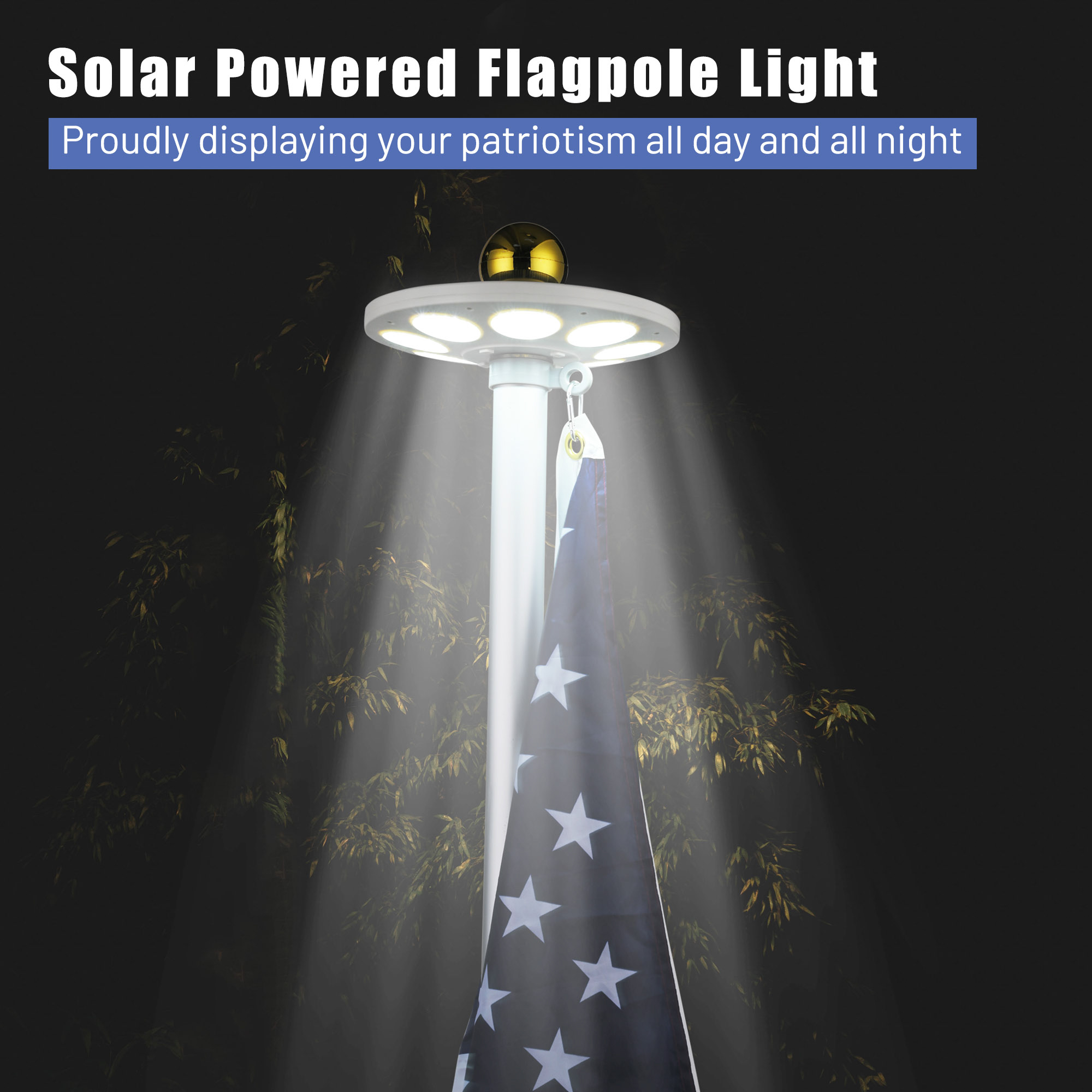 Apluschoice EZ GO Aluminum RV Flag Pole Kit with Solar Light for Camping - Picture 10 of 25