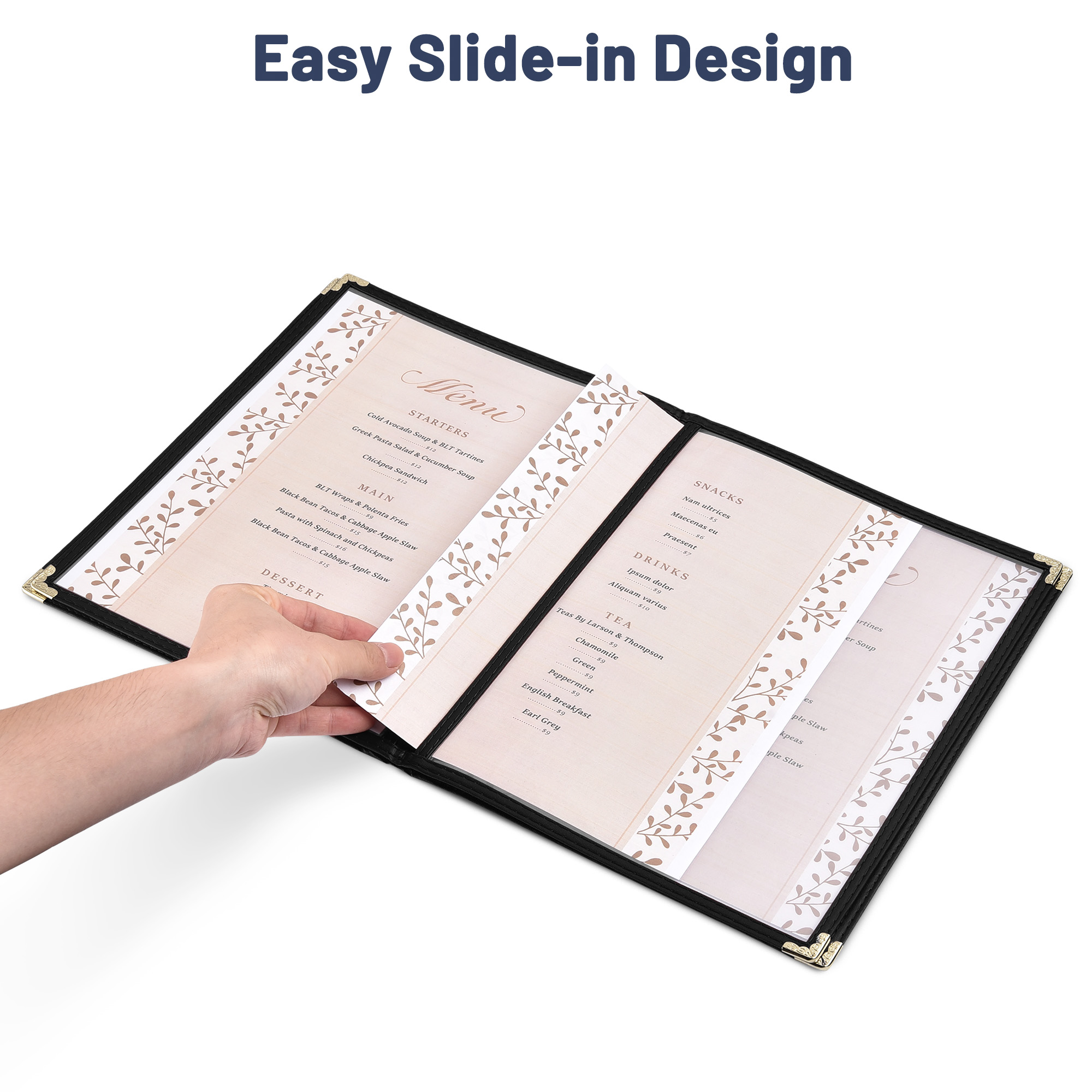 30 Pack of WeChef Menu Cover 3 Page 6 Vew Double Sttch Trm Fts 8