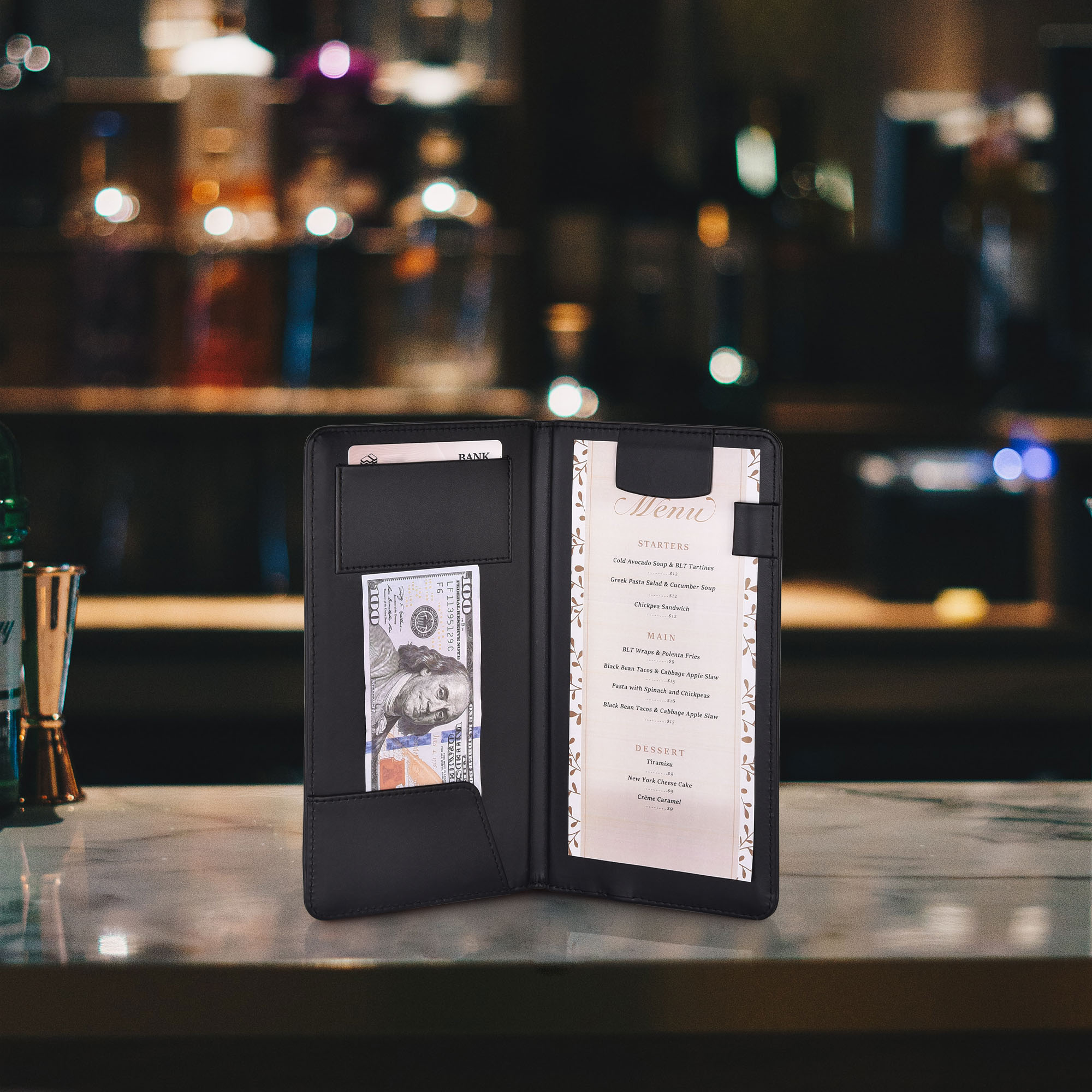 4 Pcs LED Backlit Menu Cover Presenter Magnetic Clamp Receipts Bill Holder Bar