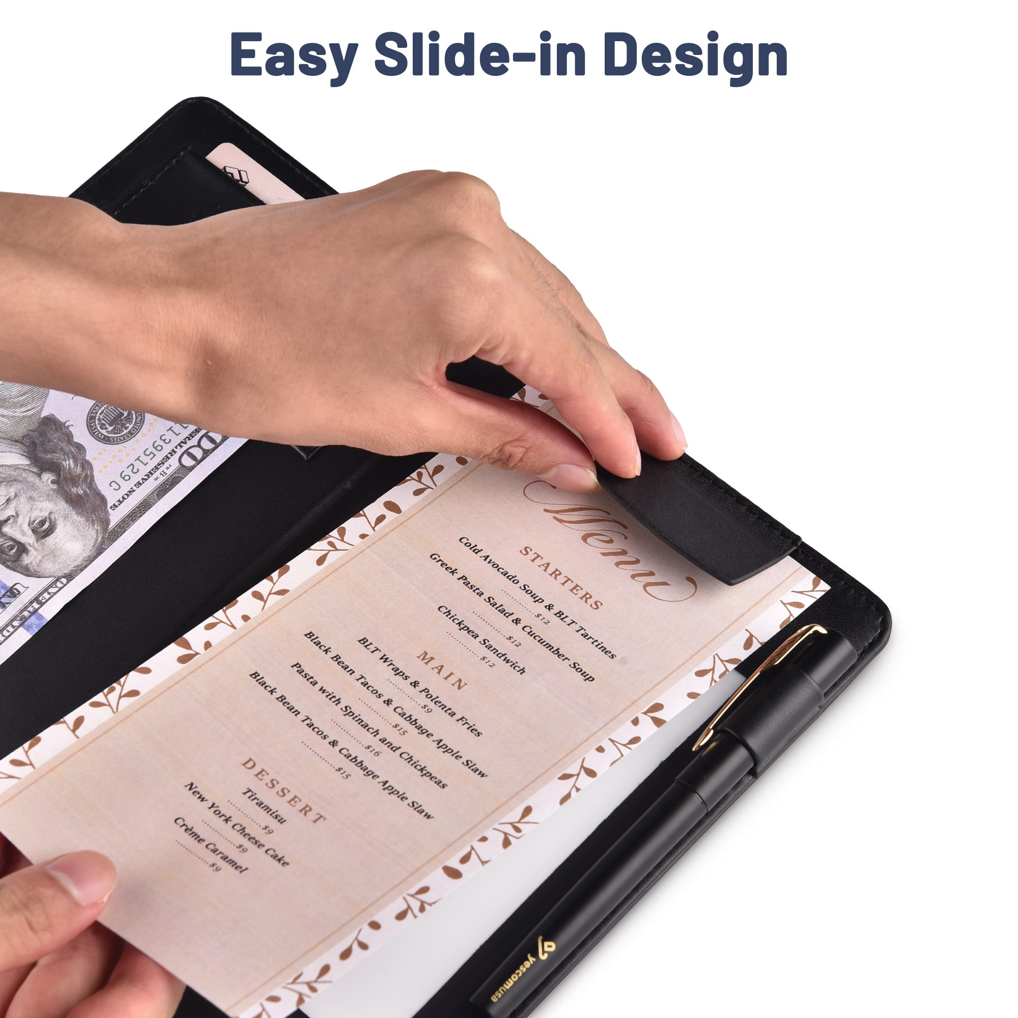 4 Pcs LED Backlit Menu Cover Presenter Magnetic Clamp Receipts Bill Holder Bar