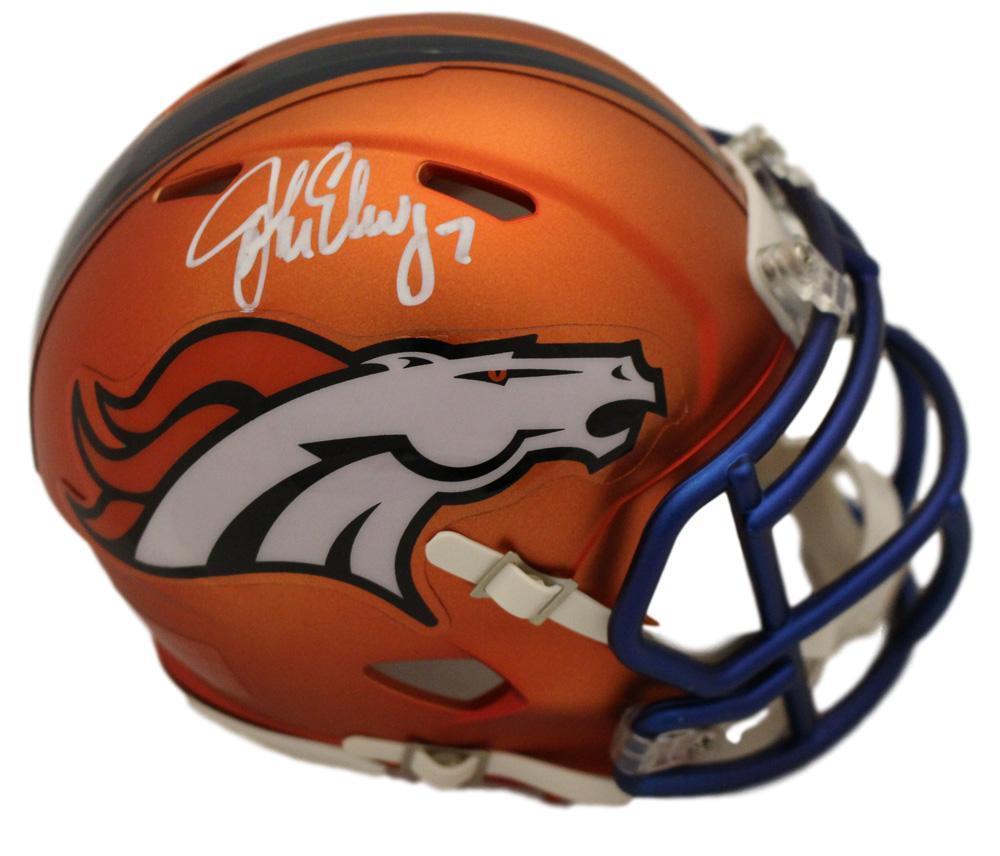 JSA W Auth Silver John Elway Autographed Denver Broncos Mini Helmet