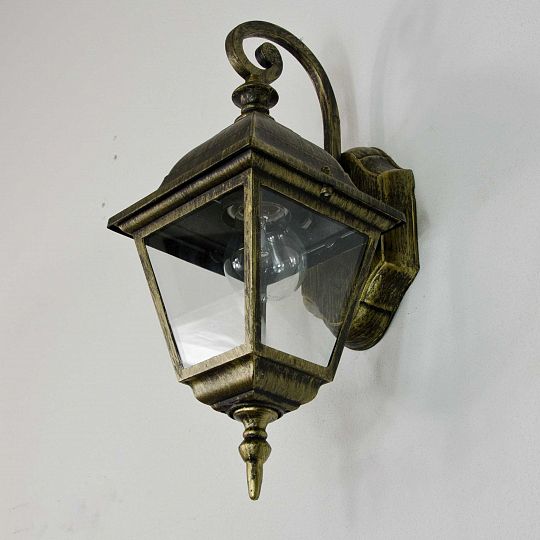 Außen Wandleuchte E27 Gold Antik H:34cm Rustikal Lampe für Außen Weg