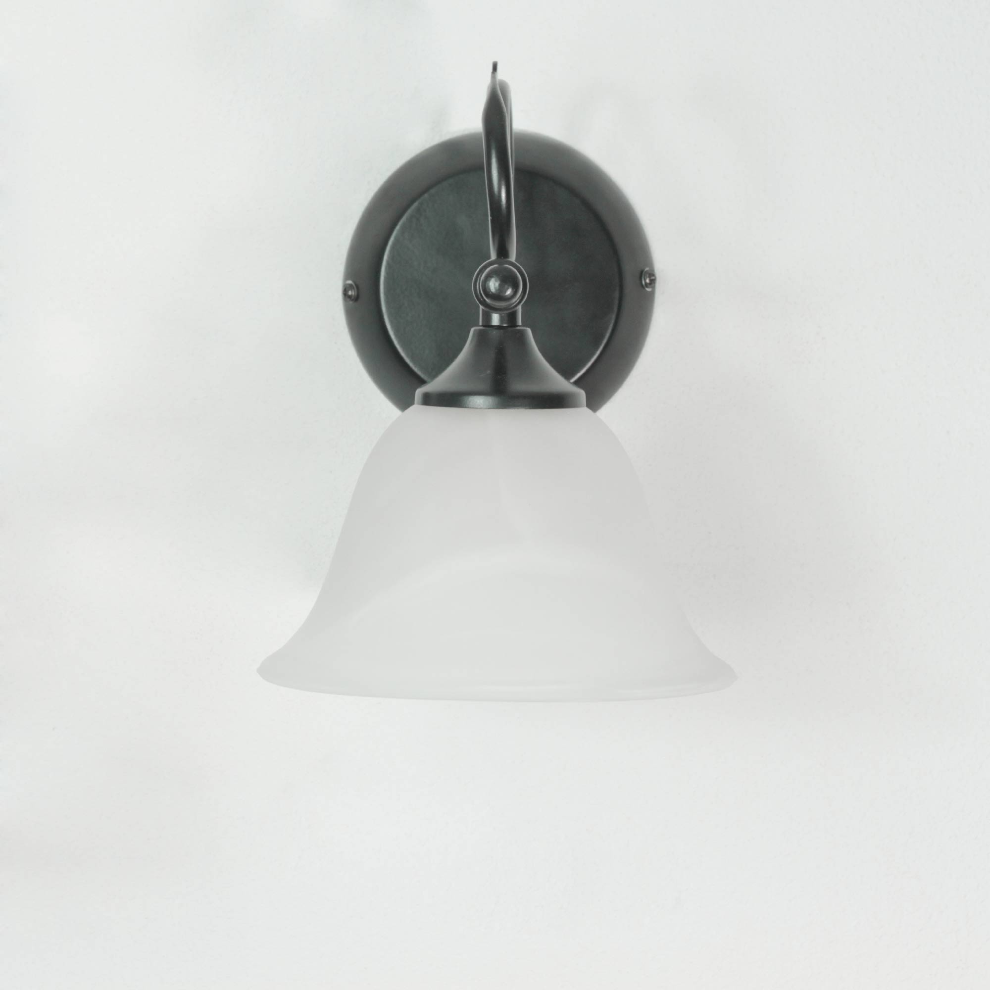Schwarze Wandlampe Metall Alabaster Glas E14 T23cm Flur Schlafzimmer