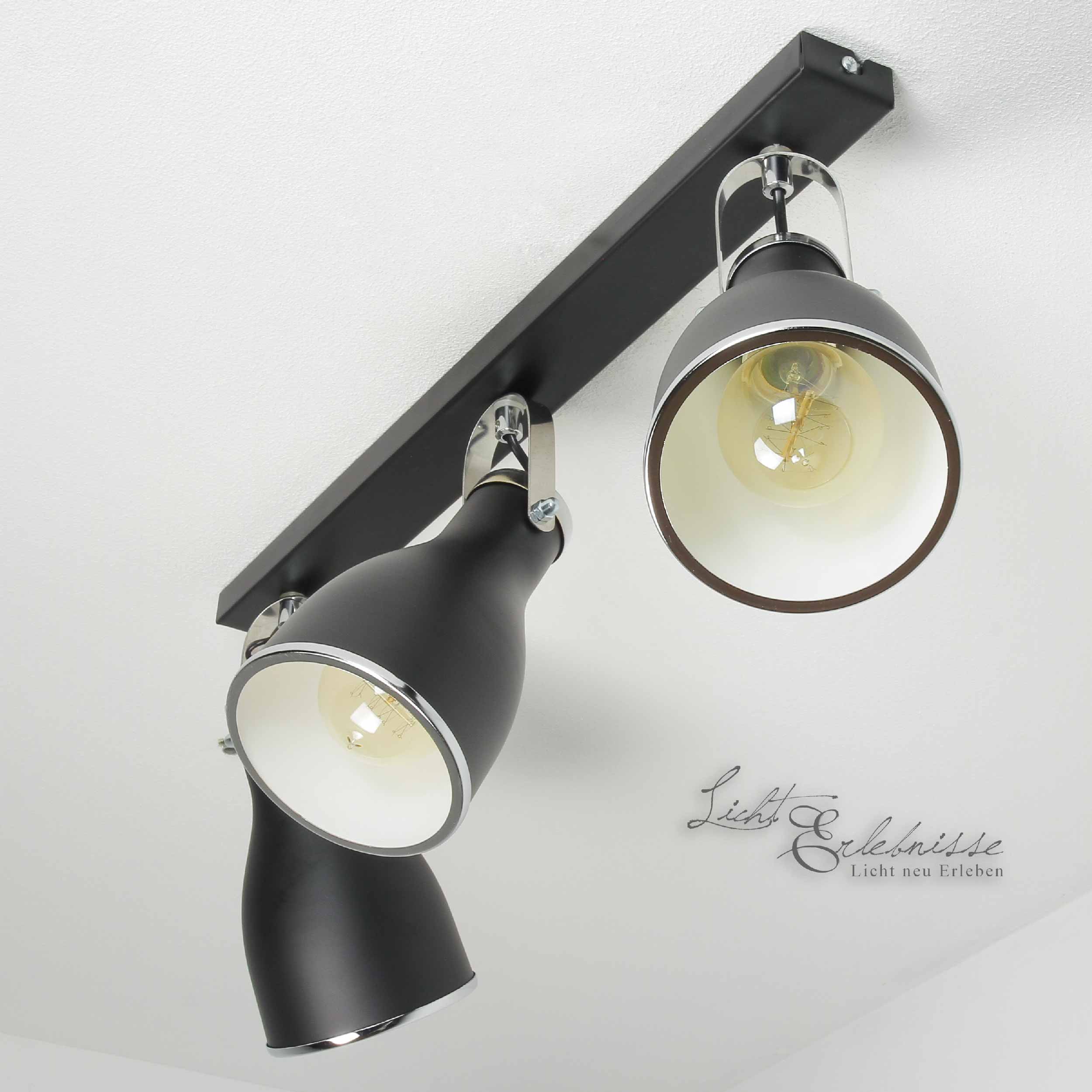 Elegante Deckenleuchte Schwarz 3x E27 Decke schwenkbar Deckenlampe