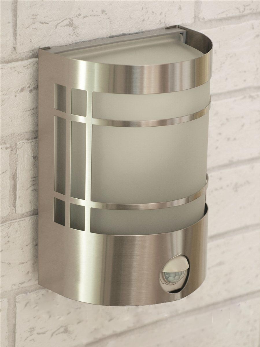 Edelstahl Außenleuchte mit Bewegungsmelder E27 19cm Beleuchtung Wand