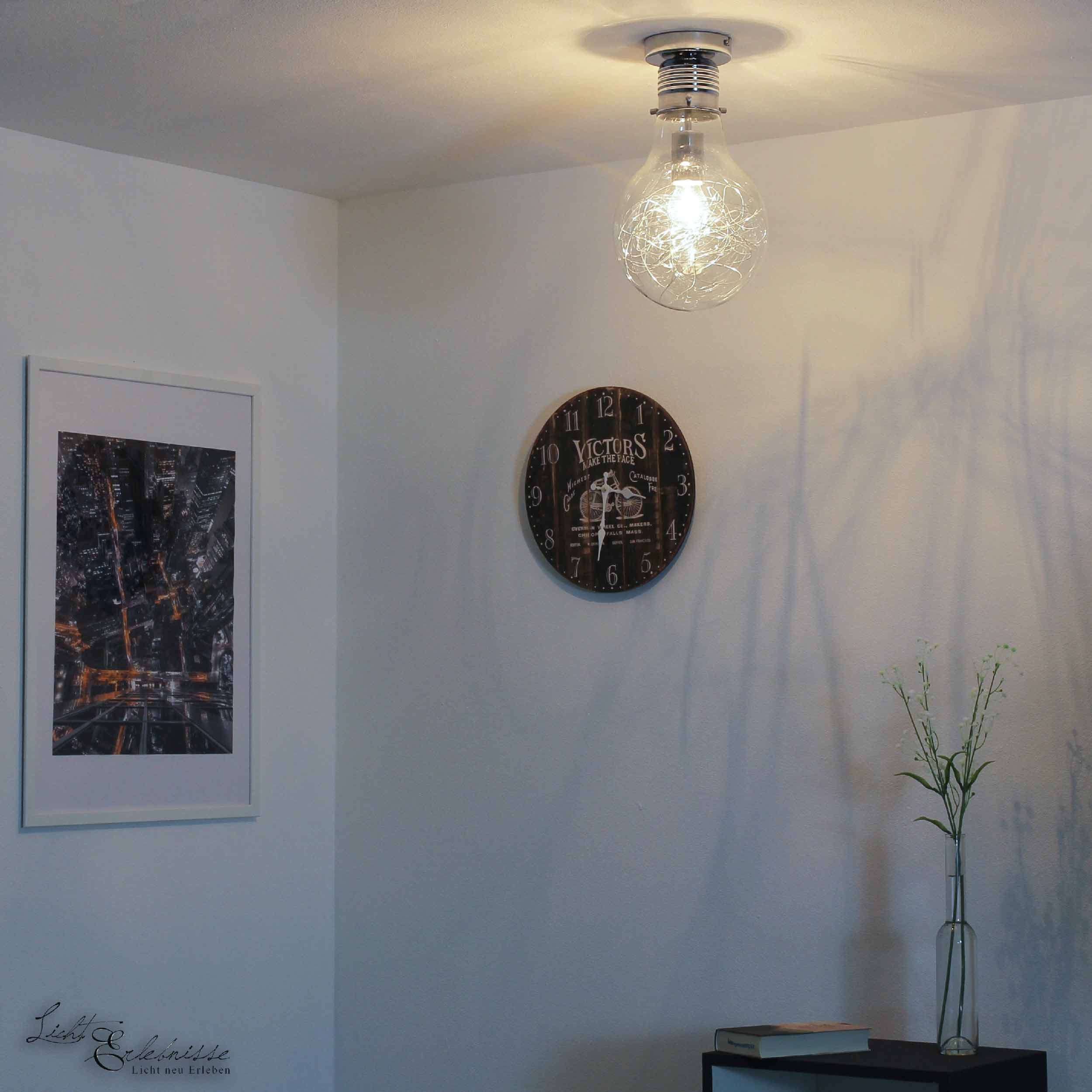 Moderne Deckenleuchte Glühbirnenform Deckenlampe Chrom Beleuchtung