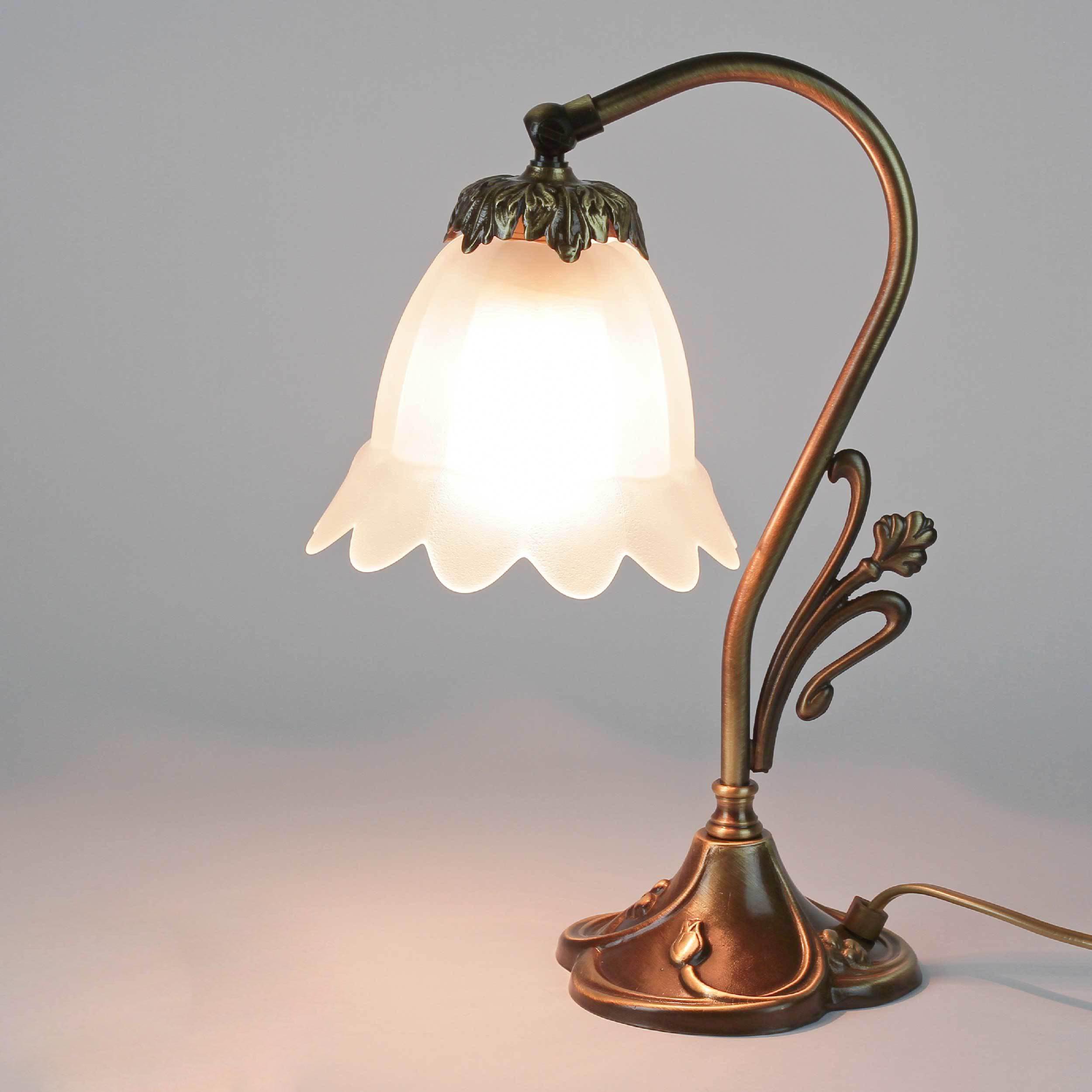 Tischlampe Nachttisch Leuchte aus Messing Bronze Floral Jugendstil