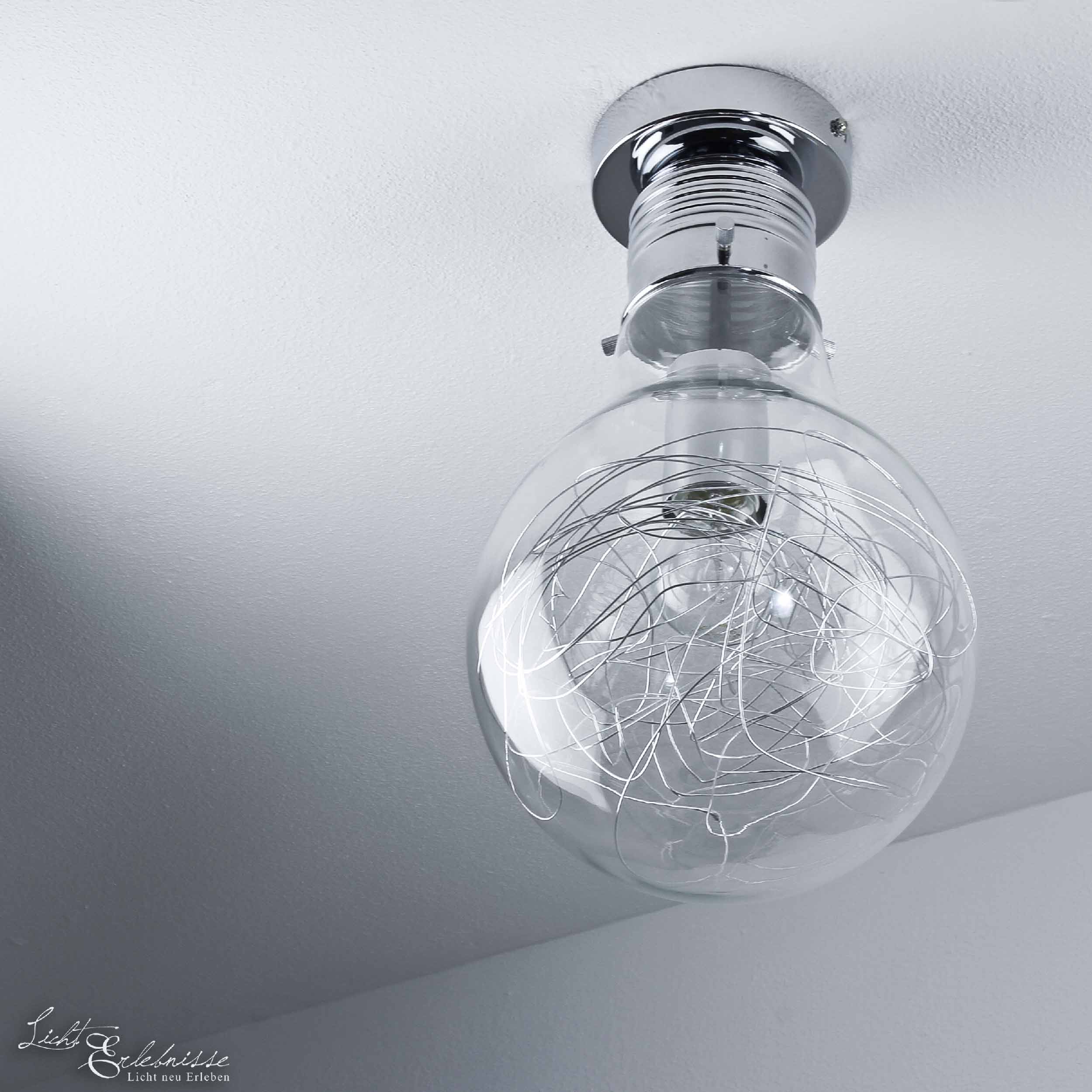 Moderne Deckenleuchte Glühbirnenform Deckenlampe Chrom Beleuchtung