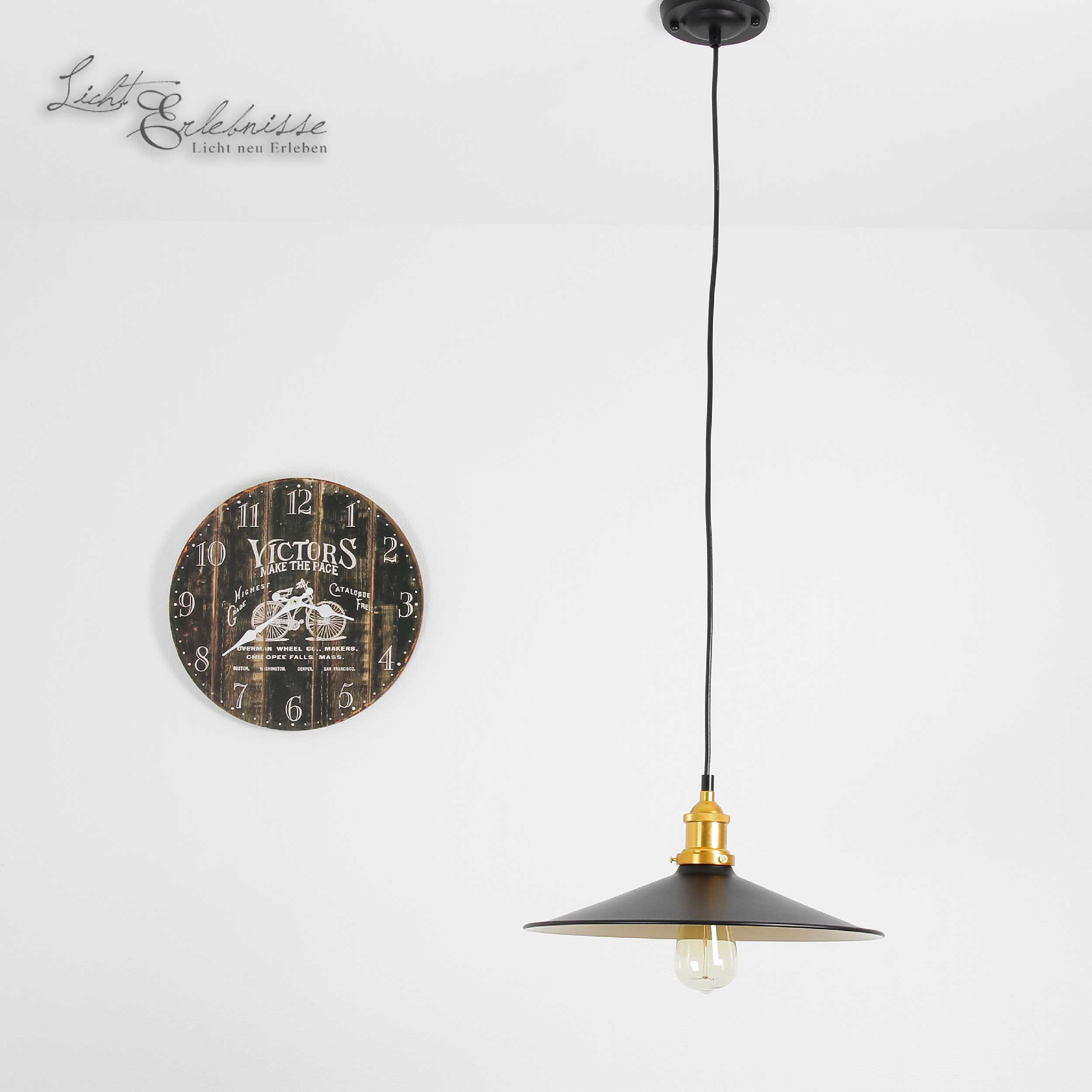 Edison Loft Hängeleuchte 36cm Schwarz Pendelleuchte Vintage Hängelampe