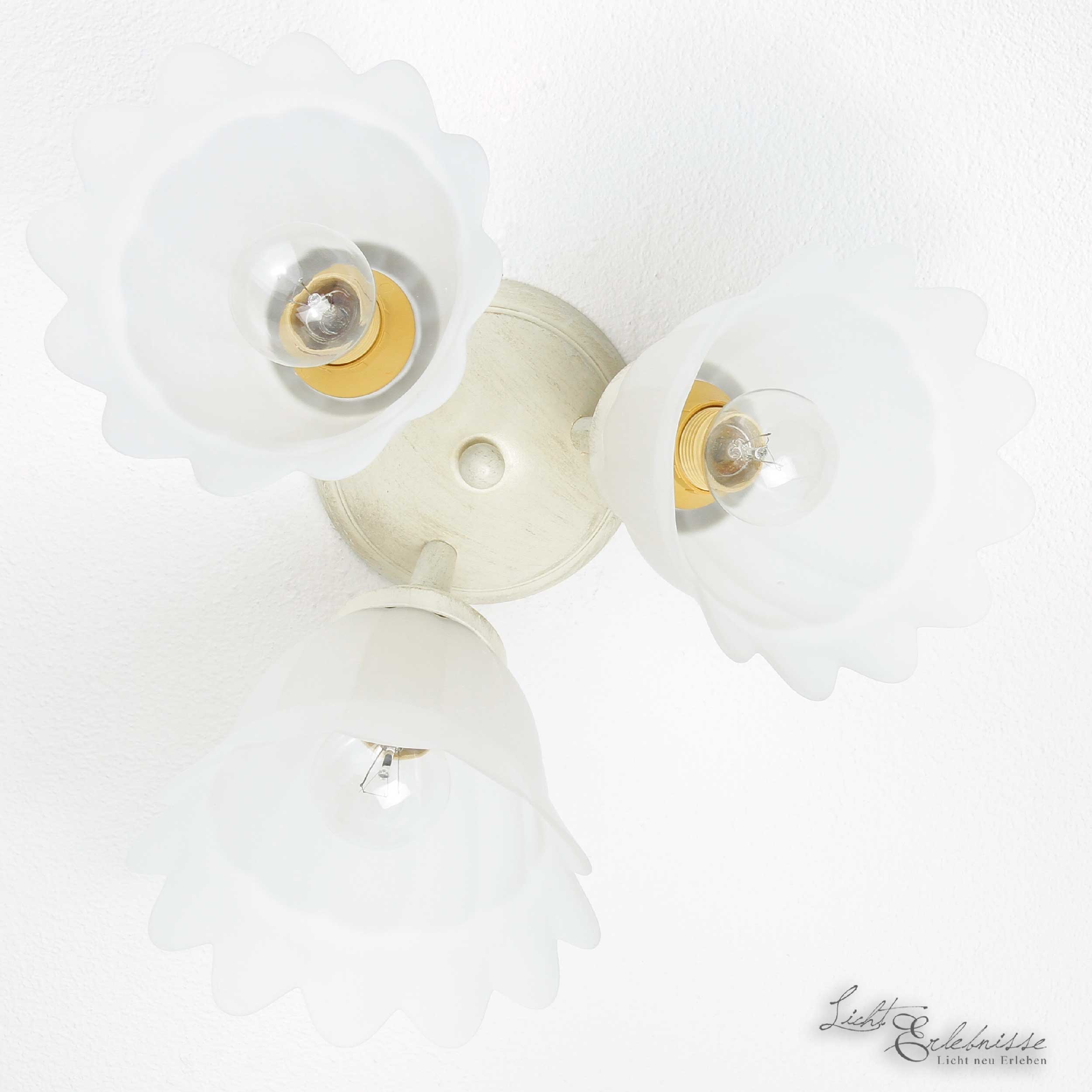 Landhaus Deckenleuchte 3-Flmg Shabby Chic E14 Floral Deckenlampe Innen