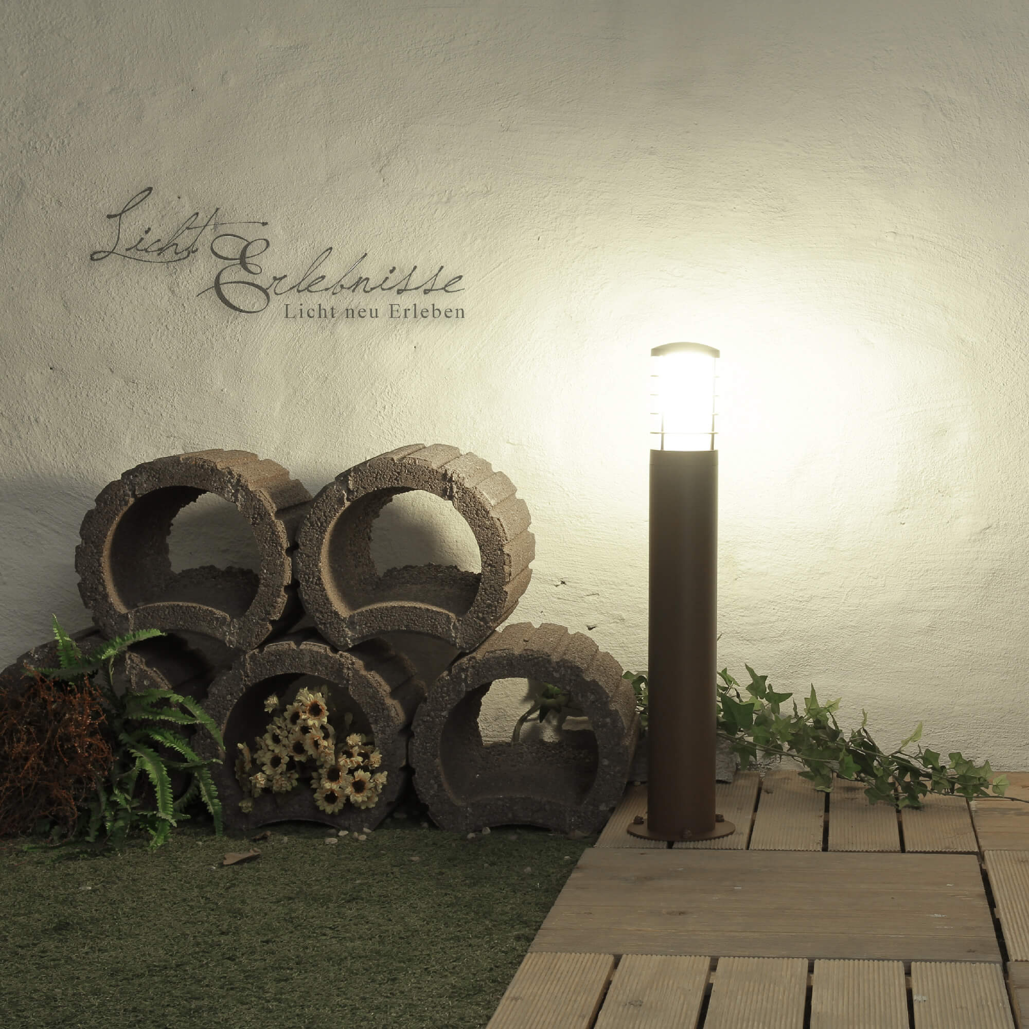 Moderne Wegeleuchte in braun Außenstehlampe Gartenleuchte Wegelampe