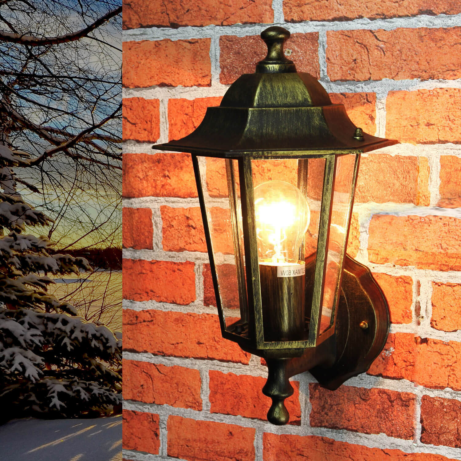 Rustikale Wand Außenleuchte Gold Antik IP44 Wandlampen Außenbeleuchtung