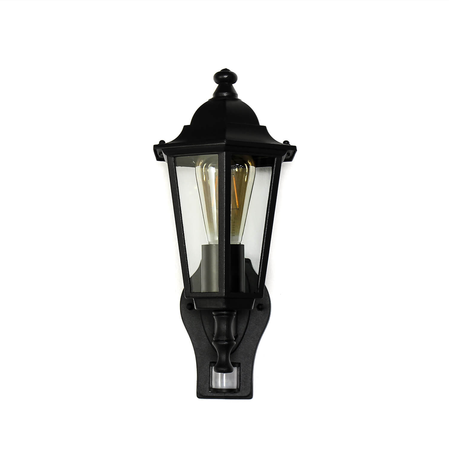 Wand Leuchte mit Bewegungsmelder Schwarz wetterfest 35cm Rustikale