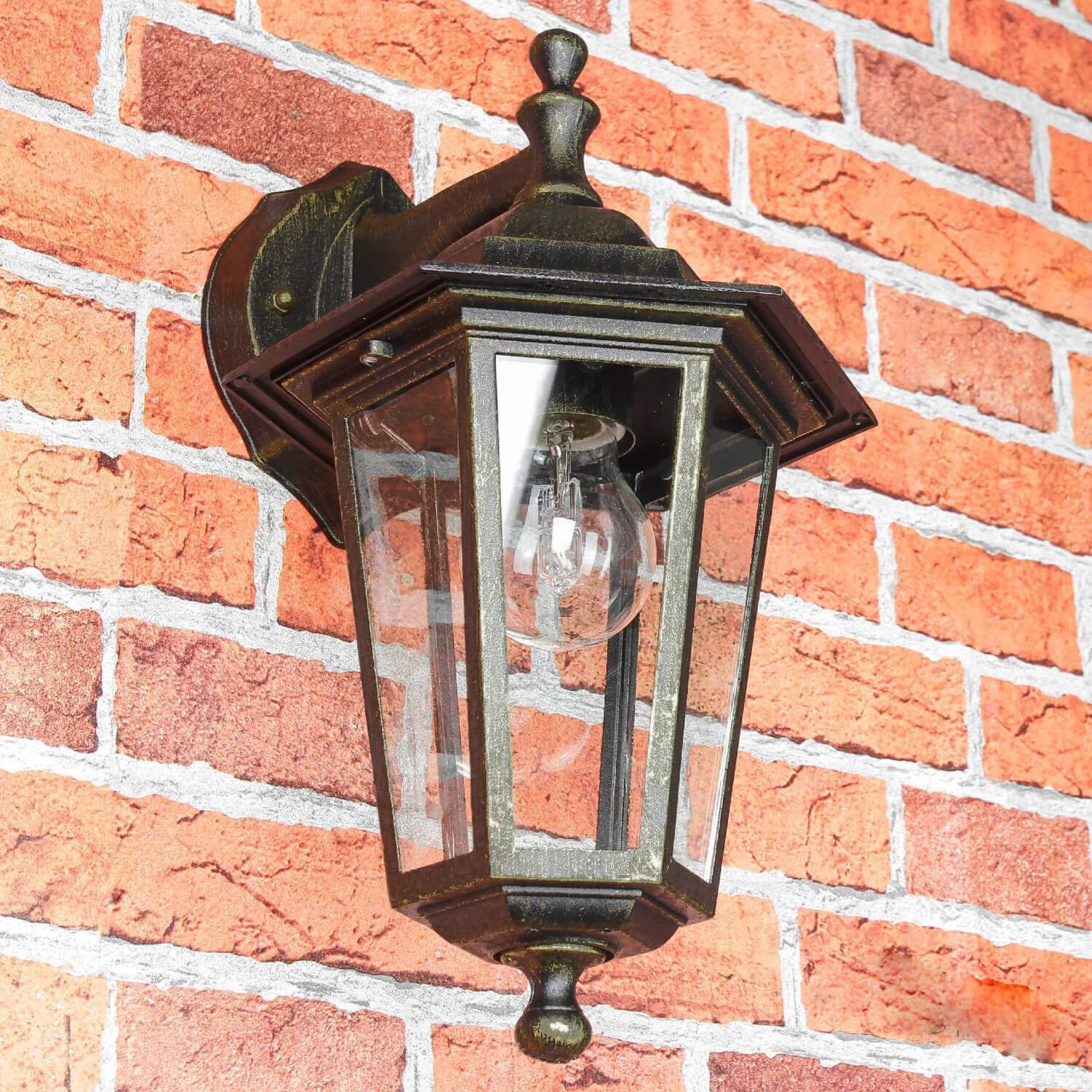 Rustikale Außenwandleuchte PARIS Gold Antik Hof Laterne Wandleuchte