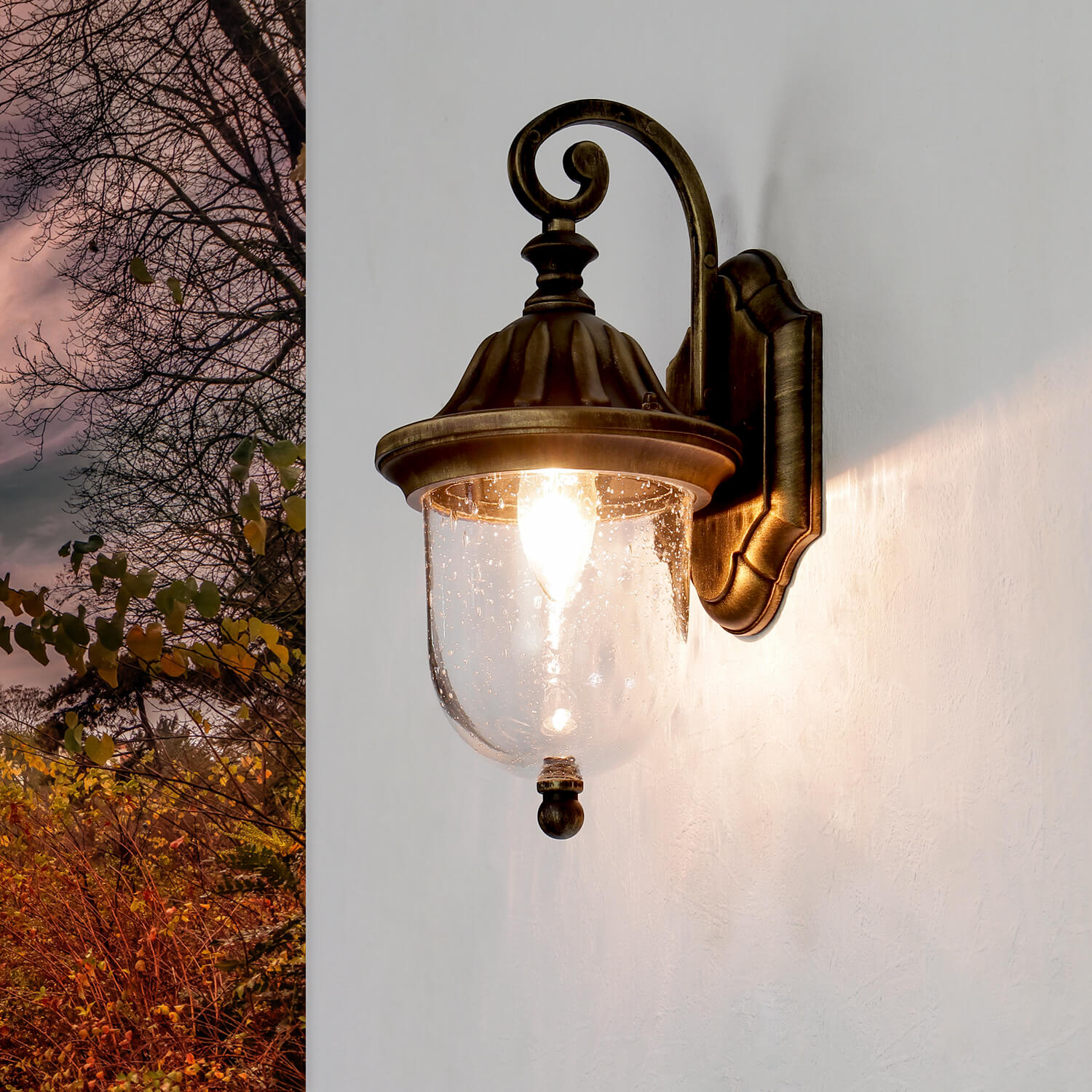 Wandleuchte Alu Ø16cm inkl. heller 12W LED Antik Wand-Außenleuchte