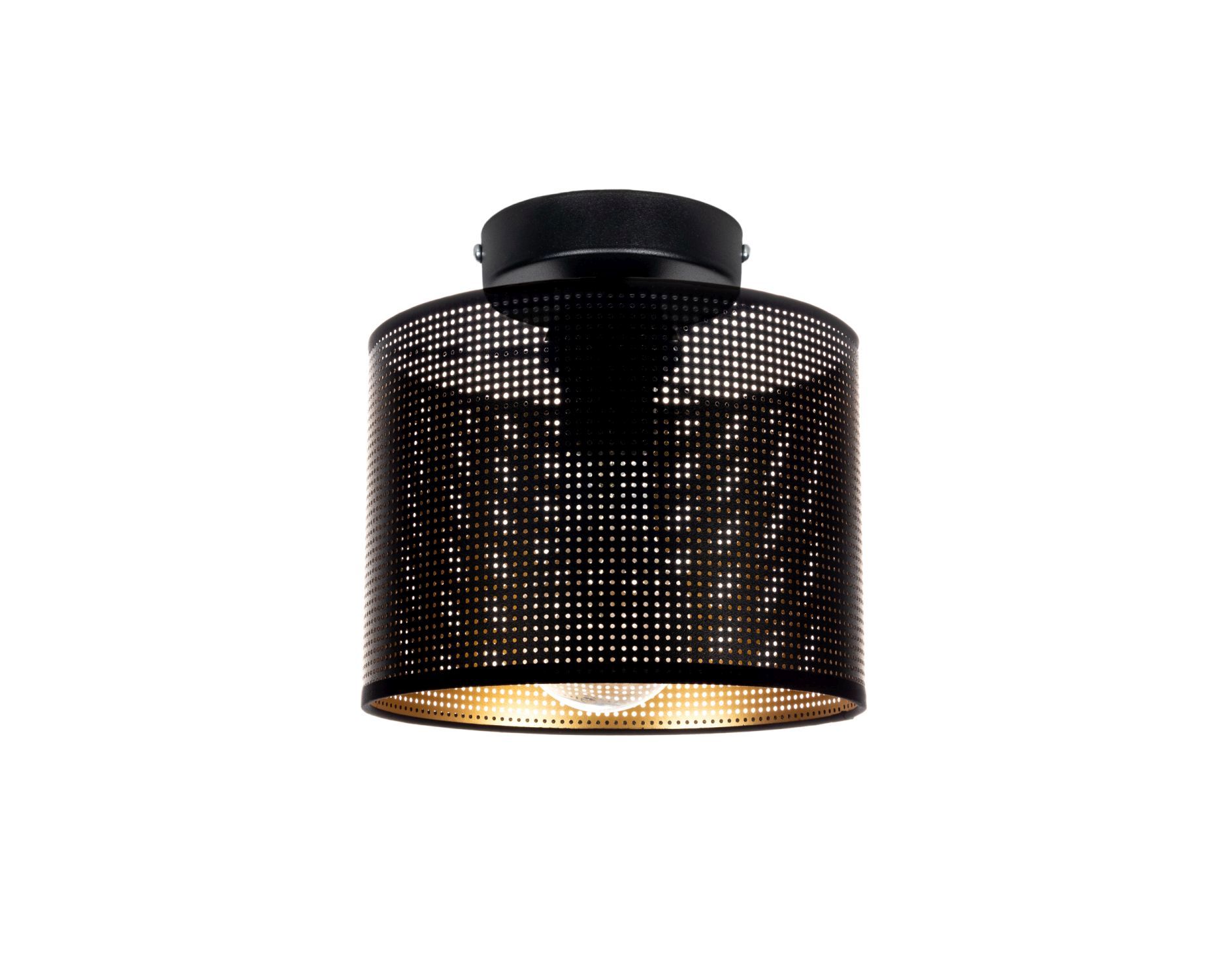 Lámpara De Techo Sala De Estar Loft Metal Negro Dorado Redonda Ø20 Cm E27 - Imagen 1 de 4