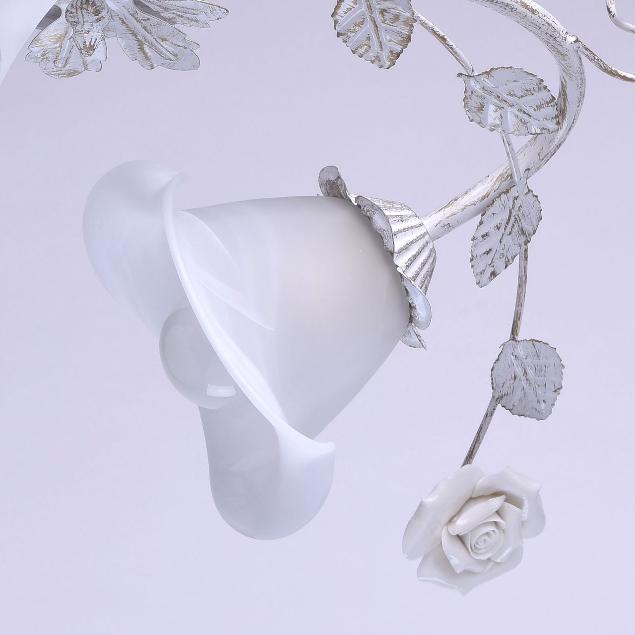 Deckenleuchte Shabby Weiß 4-flammig Floral Wohnzimmer Schlafzimmer