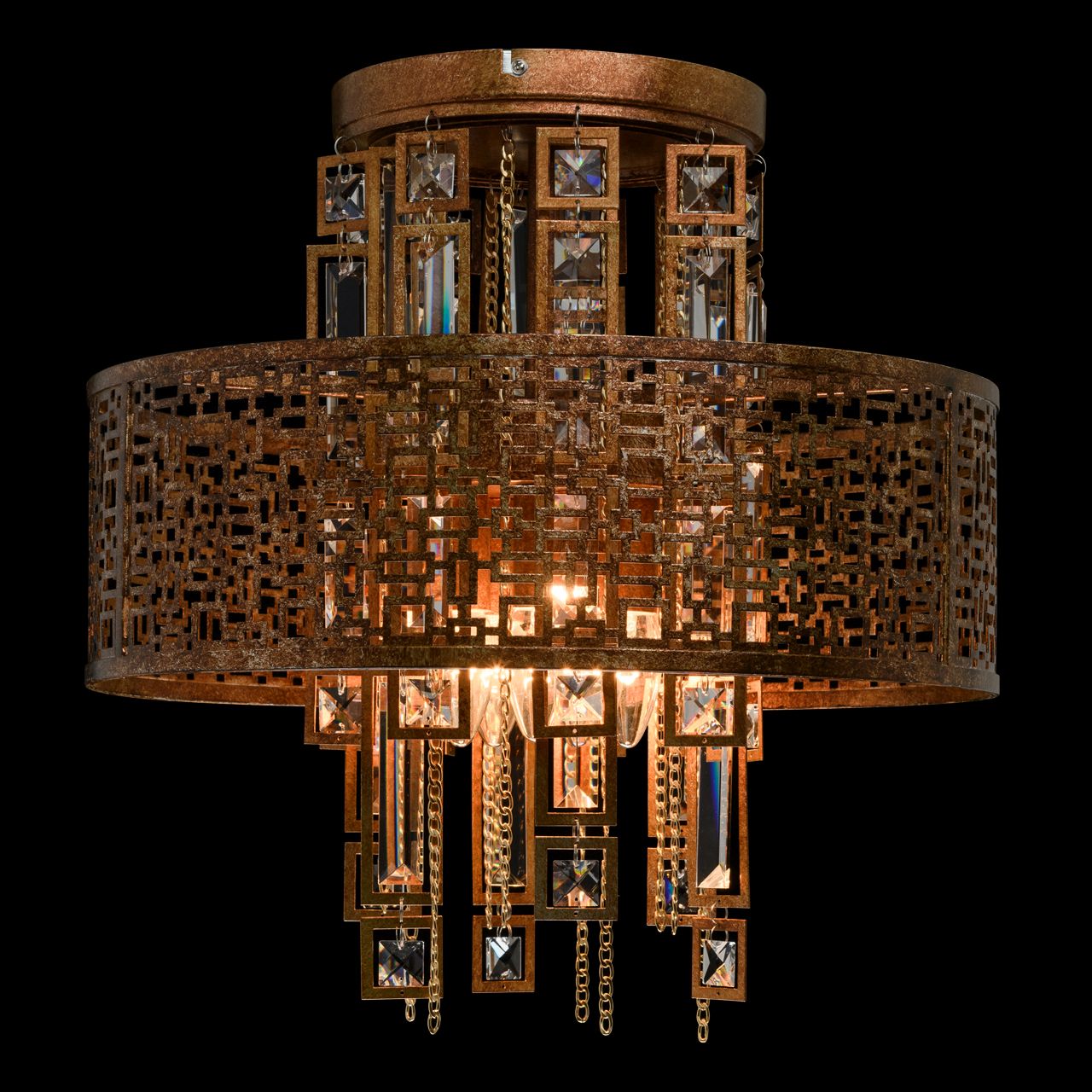 Deckenleuchte in Kupfer antik Metall Kristall Orientalisch