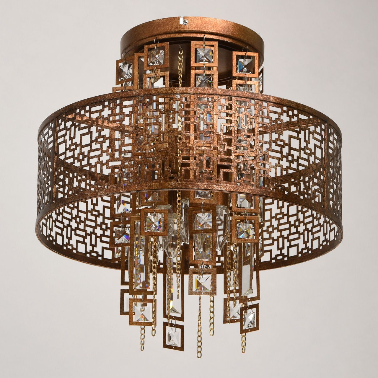 Deckenleuchte in Kupfer antik Metall Kristall Orientalisch