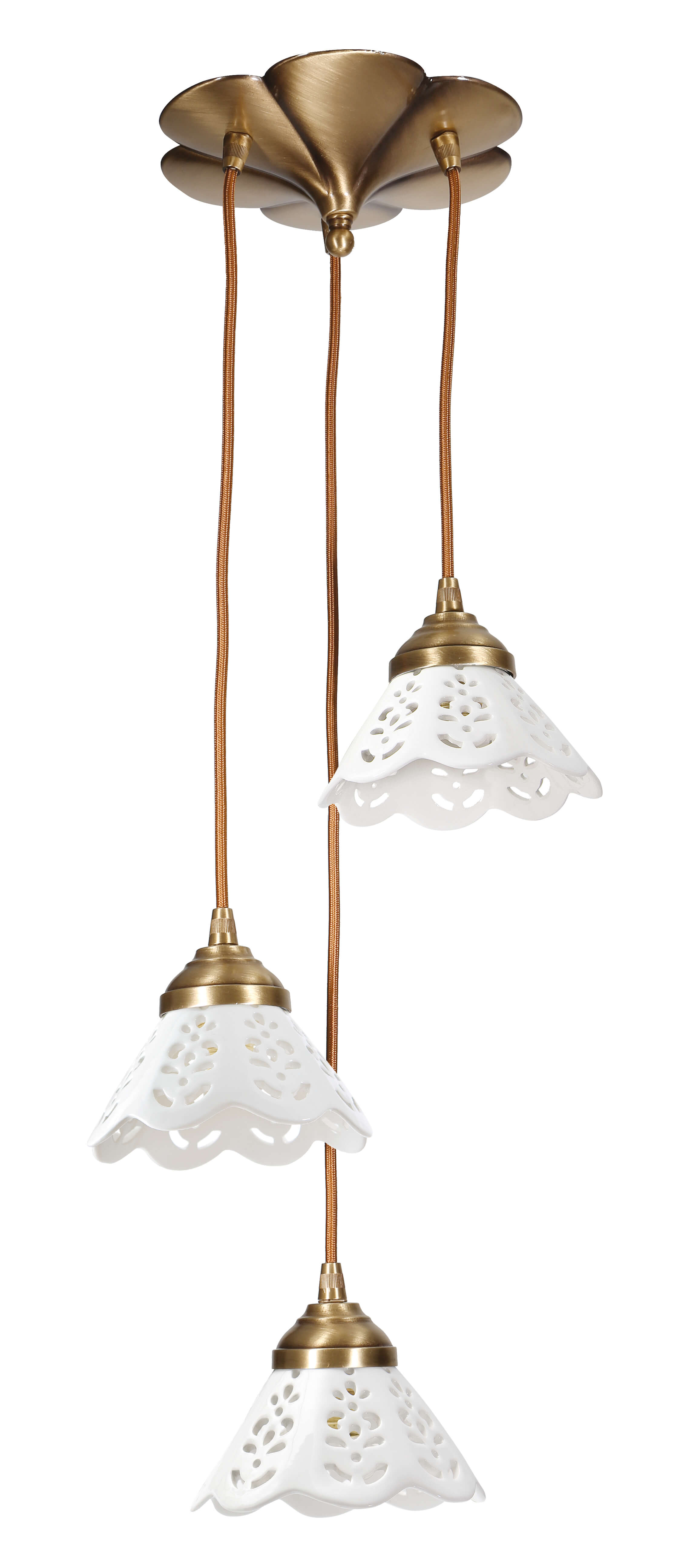 Edle Deckenleuchte Mit 3 Pendel Aus Keramik Deckenlampe Messing