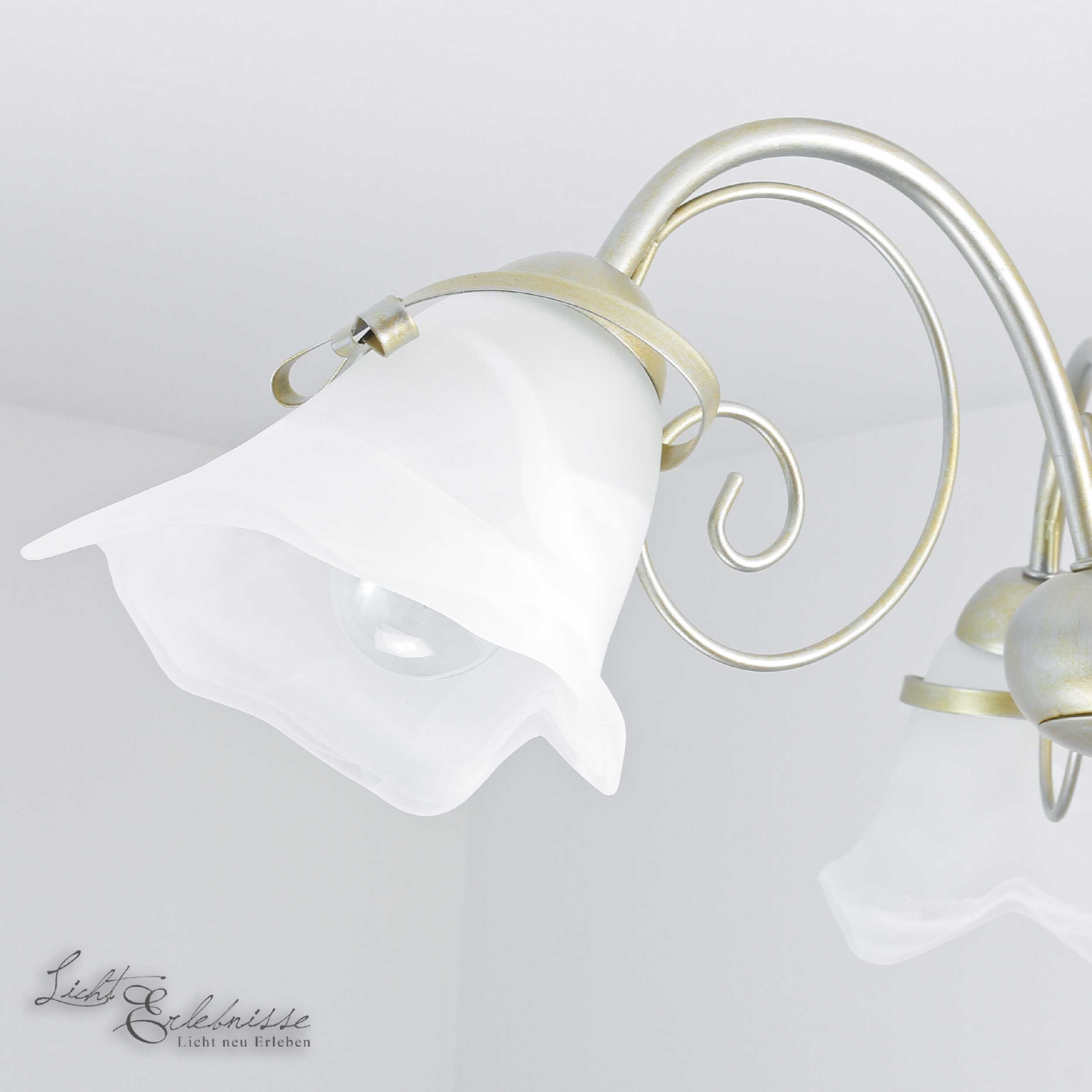 Deckenleuchte 3x E14 Ø58cm in Gold Leuchte Deckenlampe Decke Floral