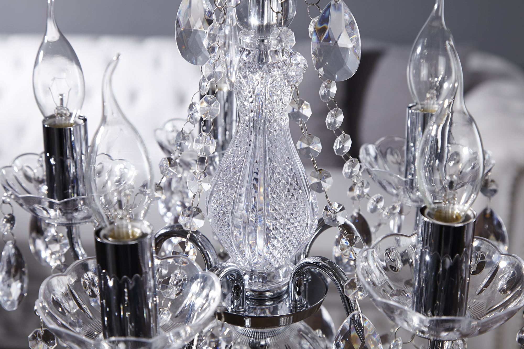 Kleiner Kronleuchter E14 Klassisch Ø37cm Acryl Kristalle Wohnzimmer