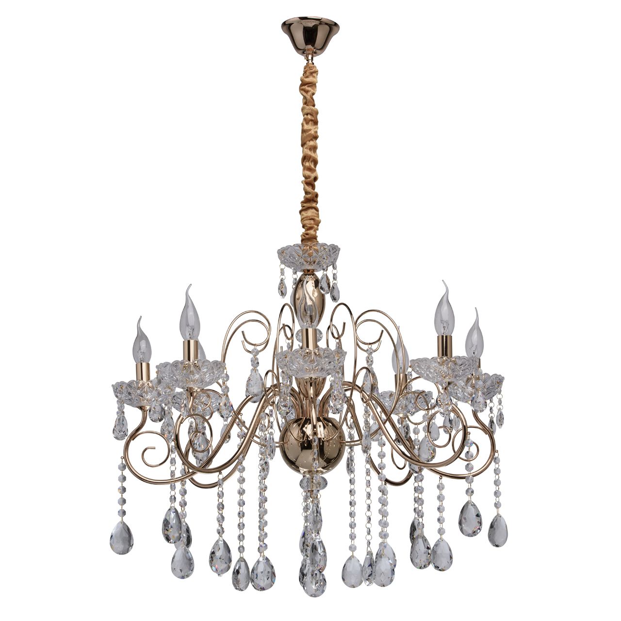 Kristall Kronleuchter BEMERE in Gold Ø74cm 8-armig E14 Hängelampe