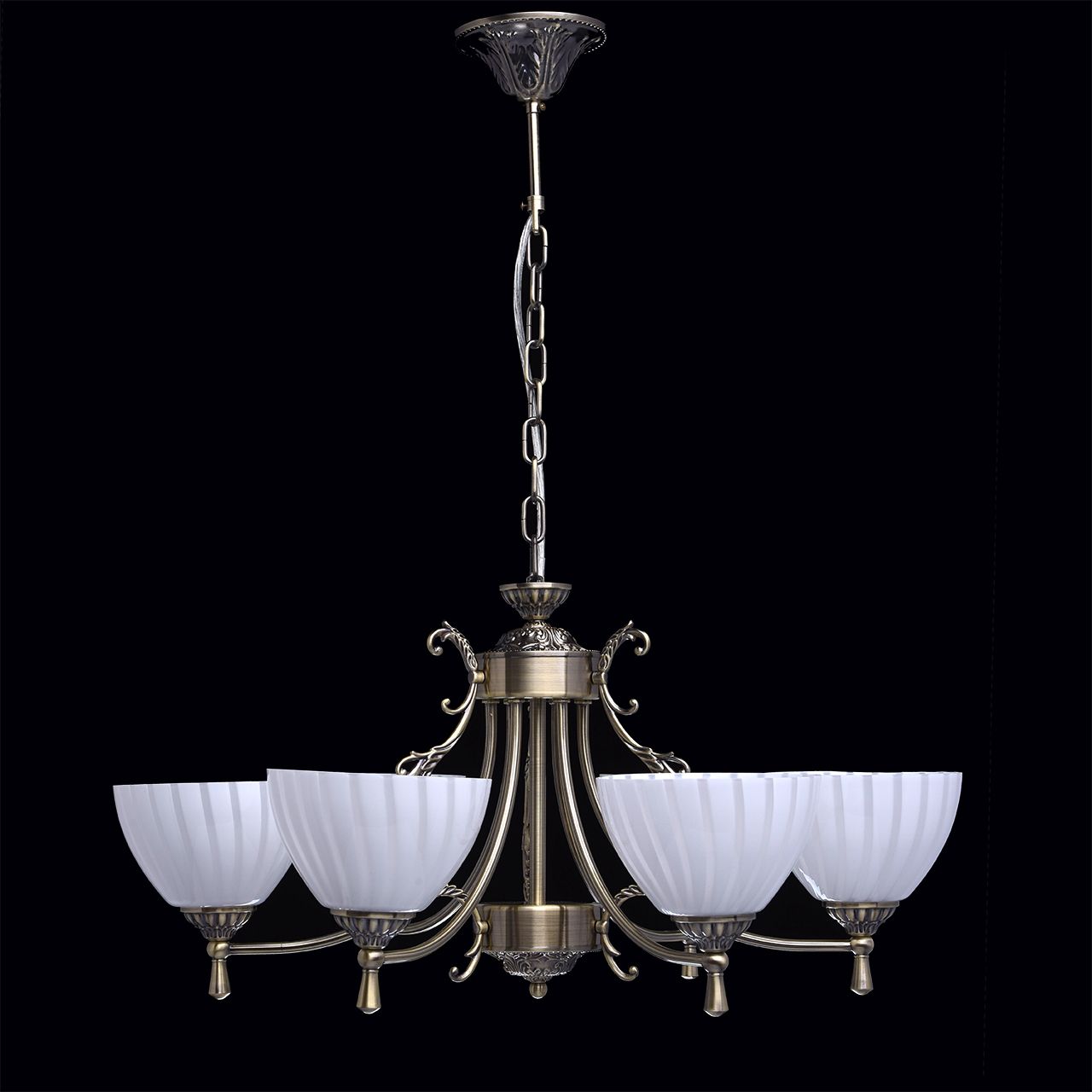 Kronleuchter in Messing antik Esszimmer 6-flammig Jugendstil Hängelampe