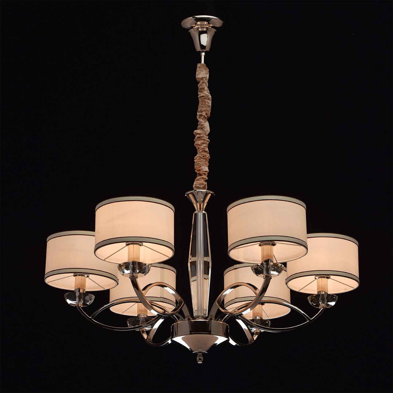 Stilvolle Hängeleuchte Esszimmer Chrom Weiß 6x E14 Kronleuchter SATRIDA