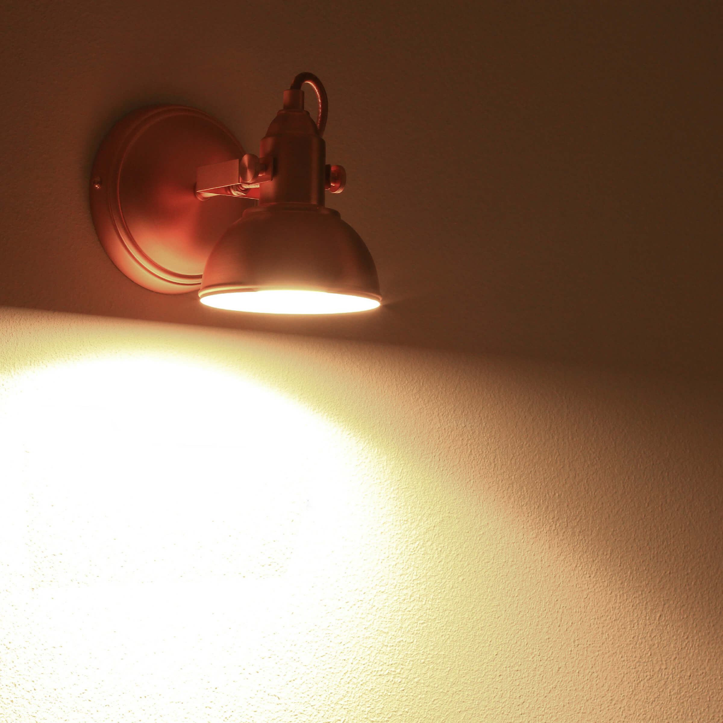 Retro Wandlampe Kupfer E14 Ø12cm T:26cm schwenkbar Wand Strahler Decke