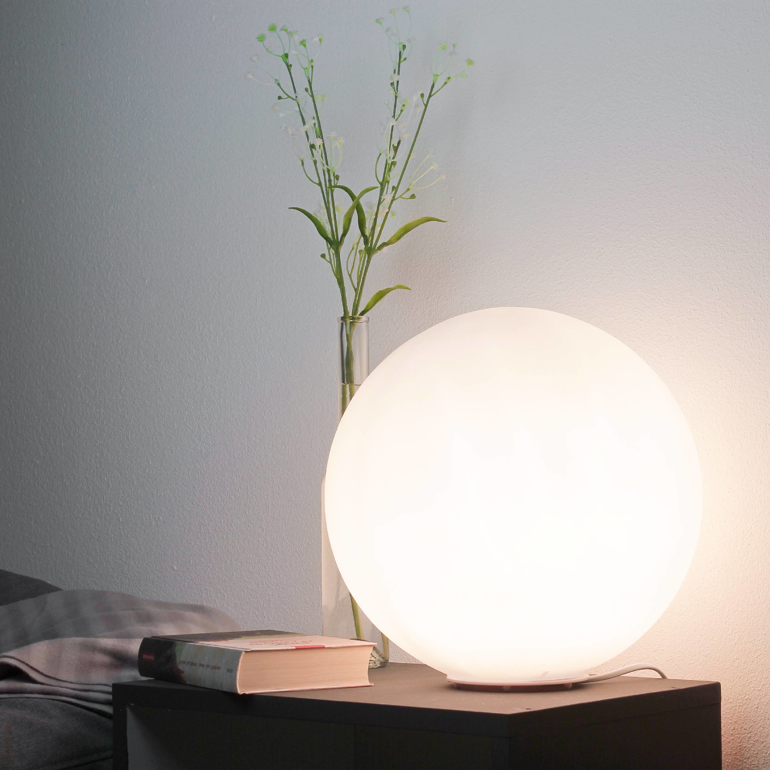 Moderne Tischleuchte Glas Kugel Schirm Ø30cm Weiß Deko Lampe Wohnzimmer